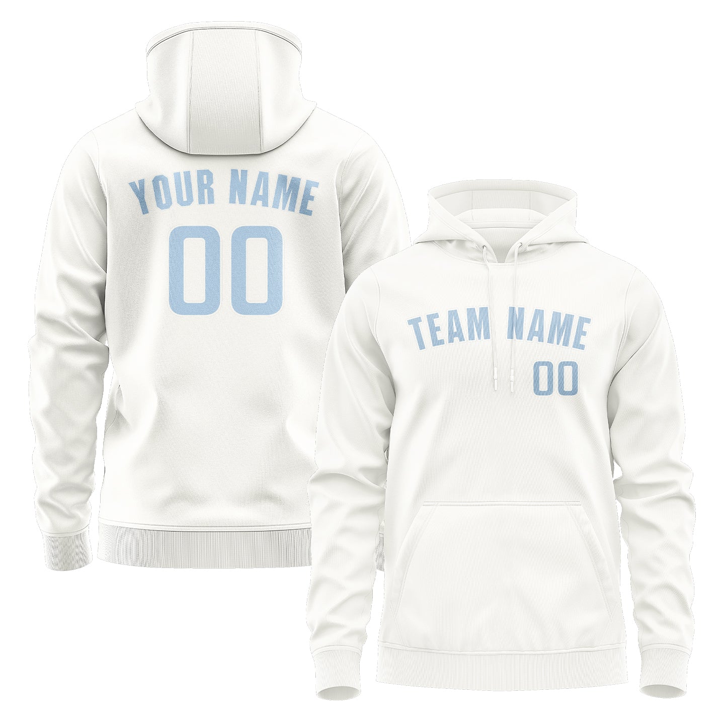 Maßgeschneidertes Weiß Hellblau Hoodie