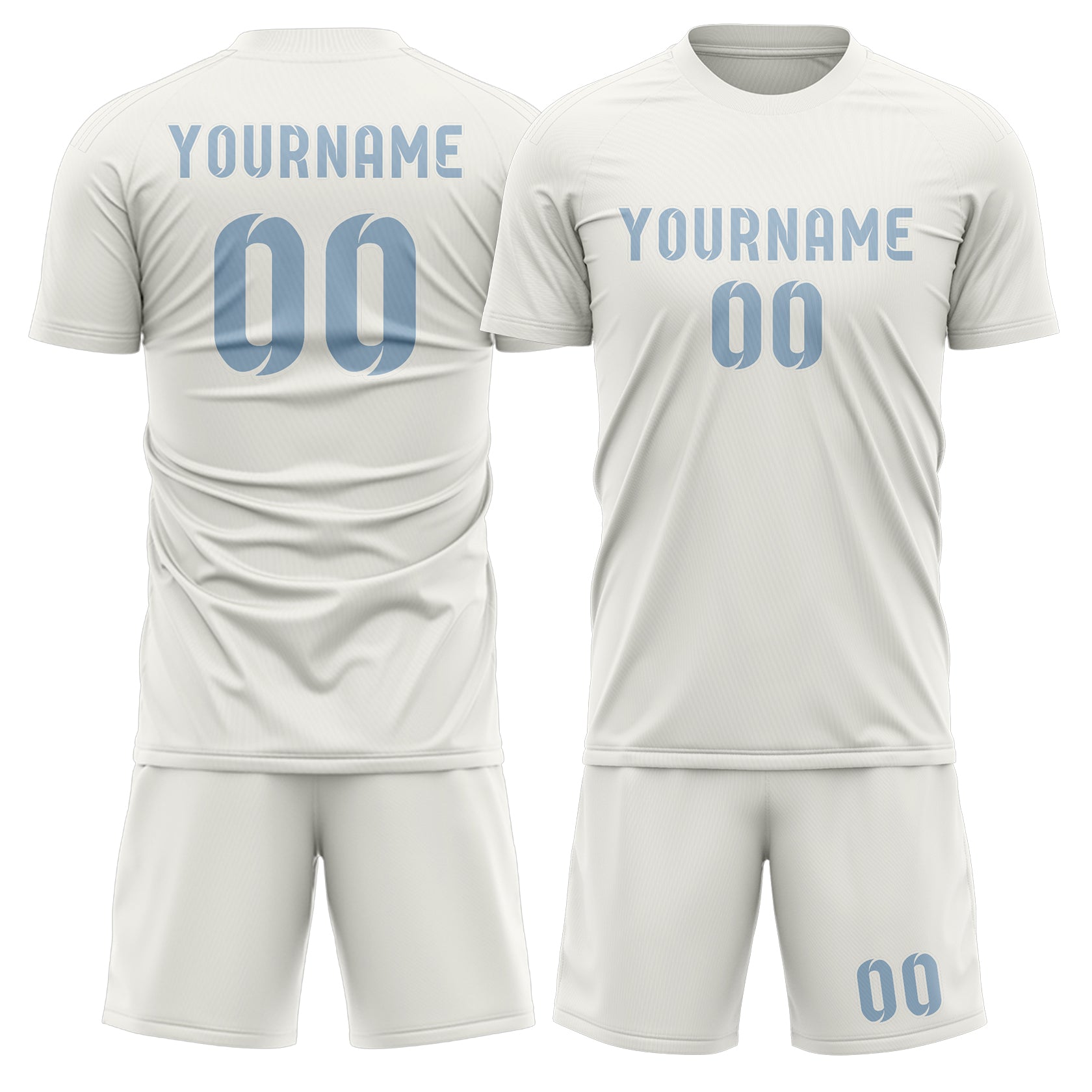 Maßgeschneidertes Professionelles Weiß Hellblau Fußballtrikot-Set