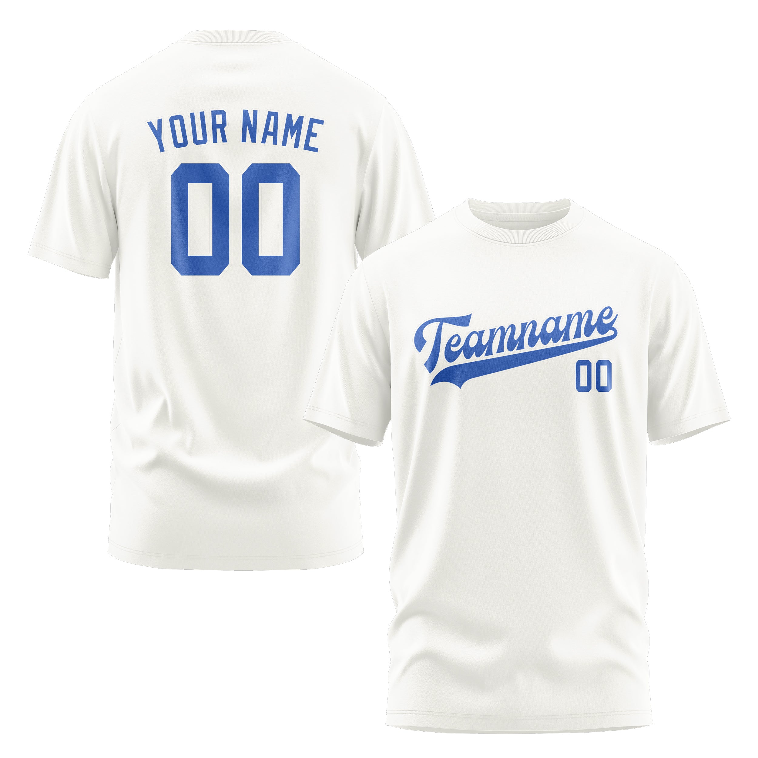 Maßgeschneidertes Weiß Himmelblau T-Shirt