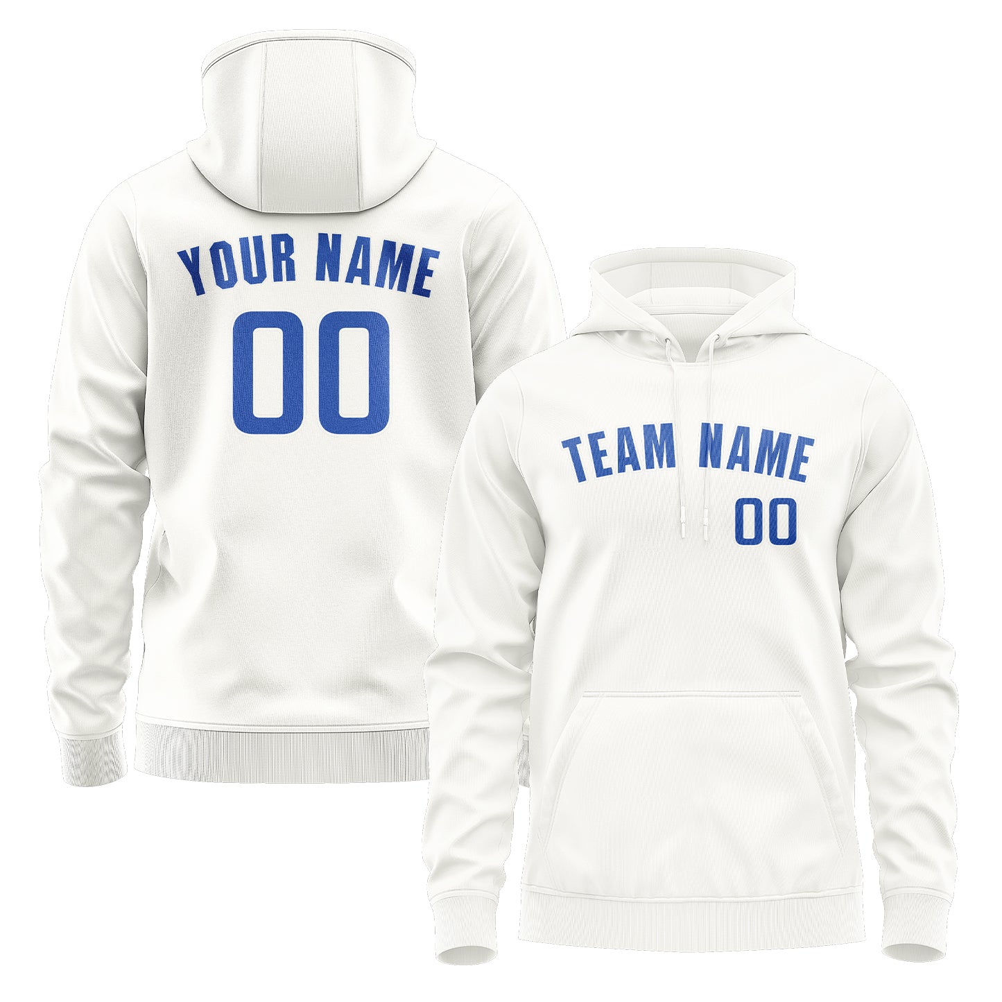 Maßgeschneidertes Weiß Himmelblau Hoodie
