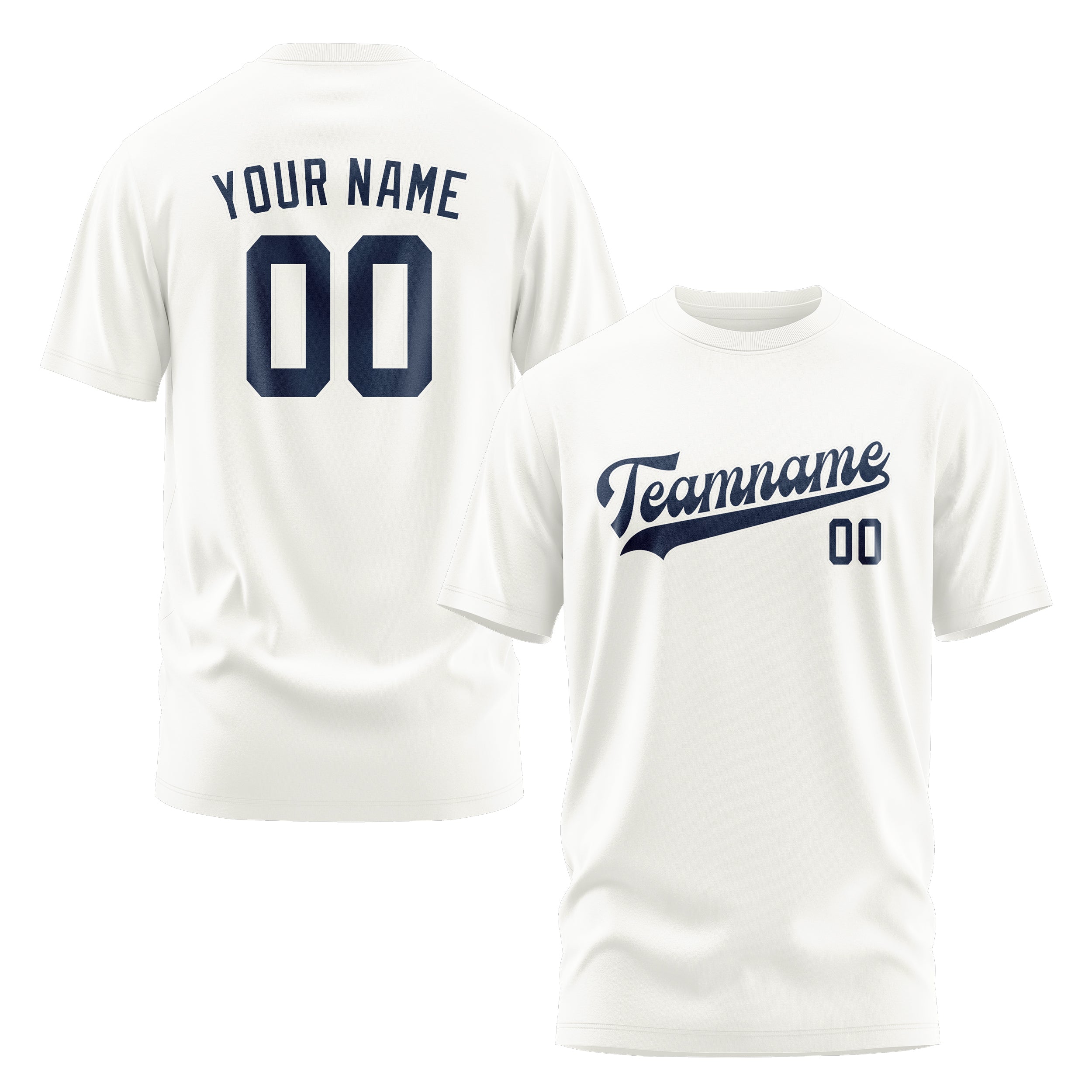 Maßgeschneidertes Weiß Marineblau T-Shirt