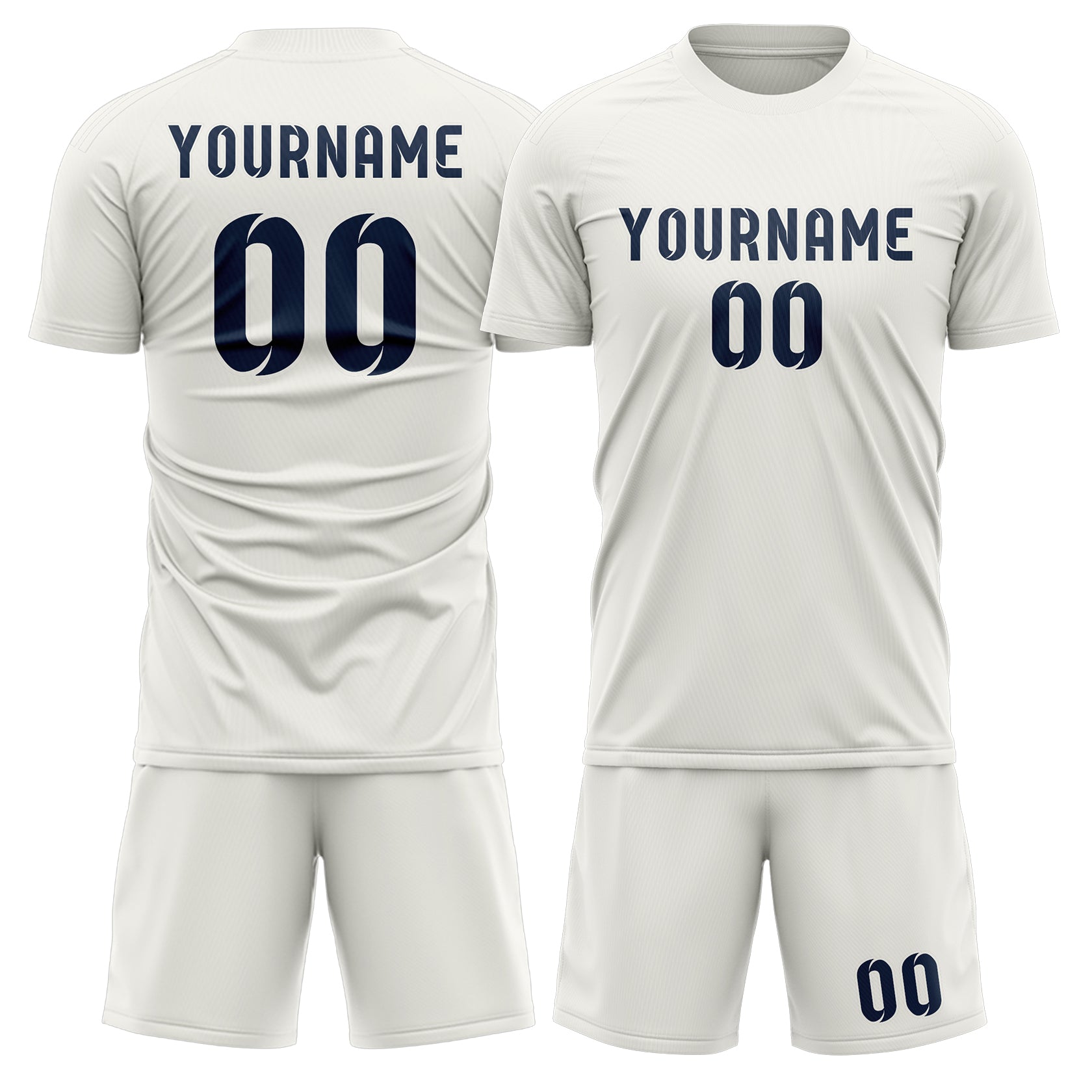 Maßgeschneidertes Professionelles Weiß Marineblau Fußballtrikot-Set