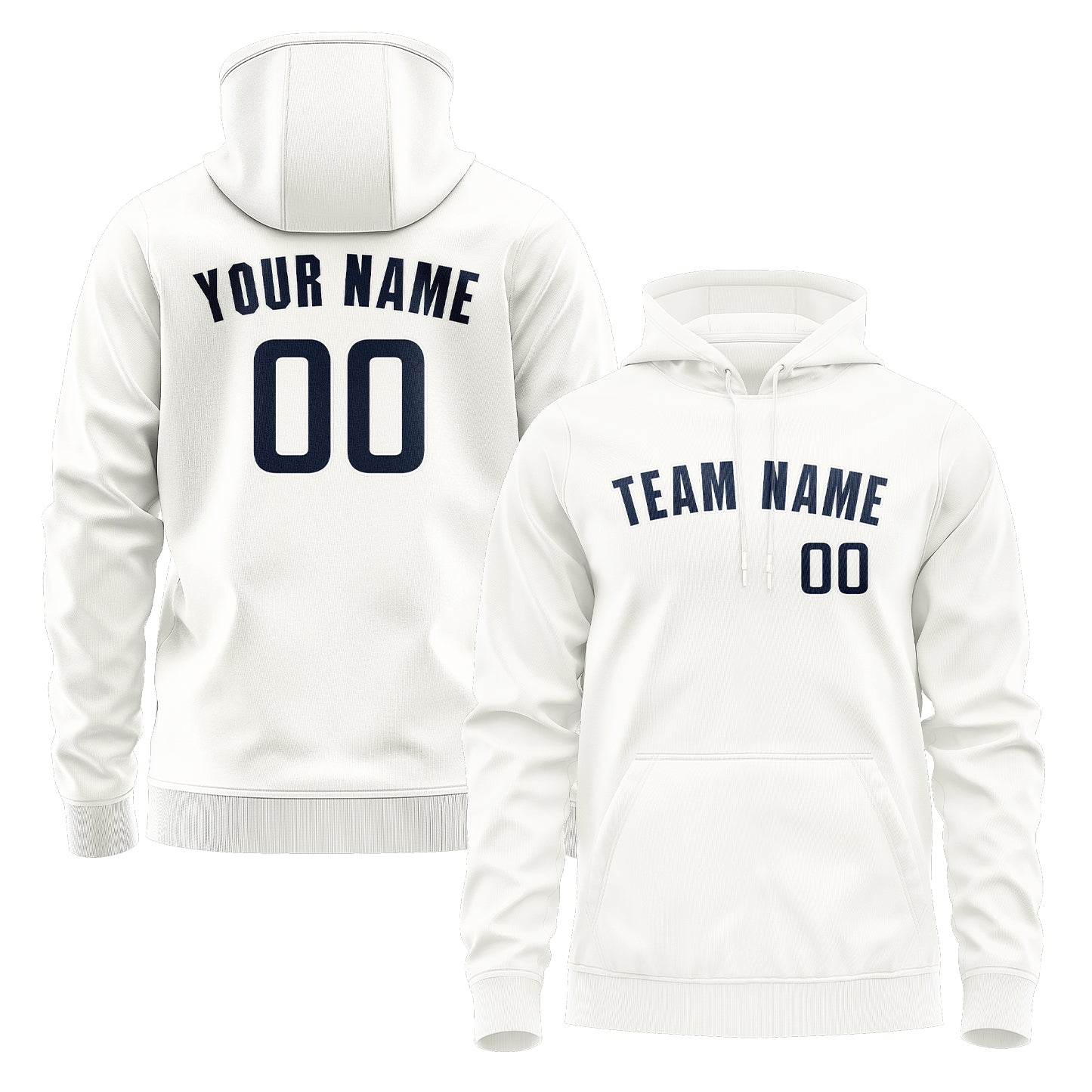 Maßgeschneidertes Weiß Marineblau Hoodie