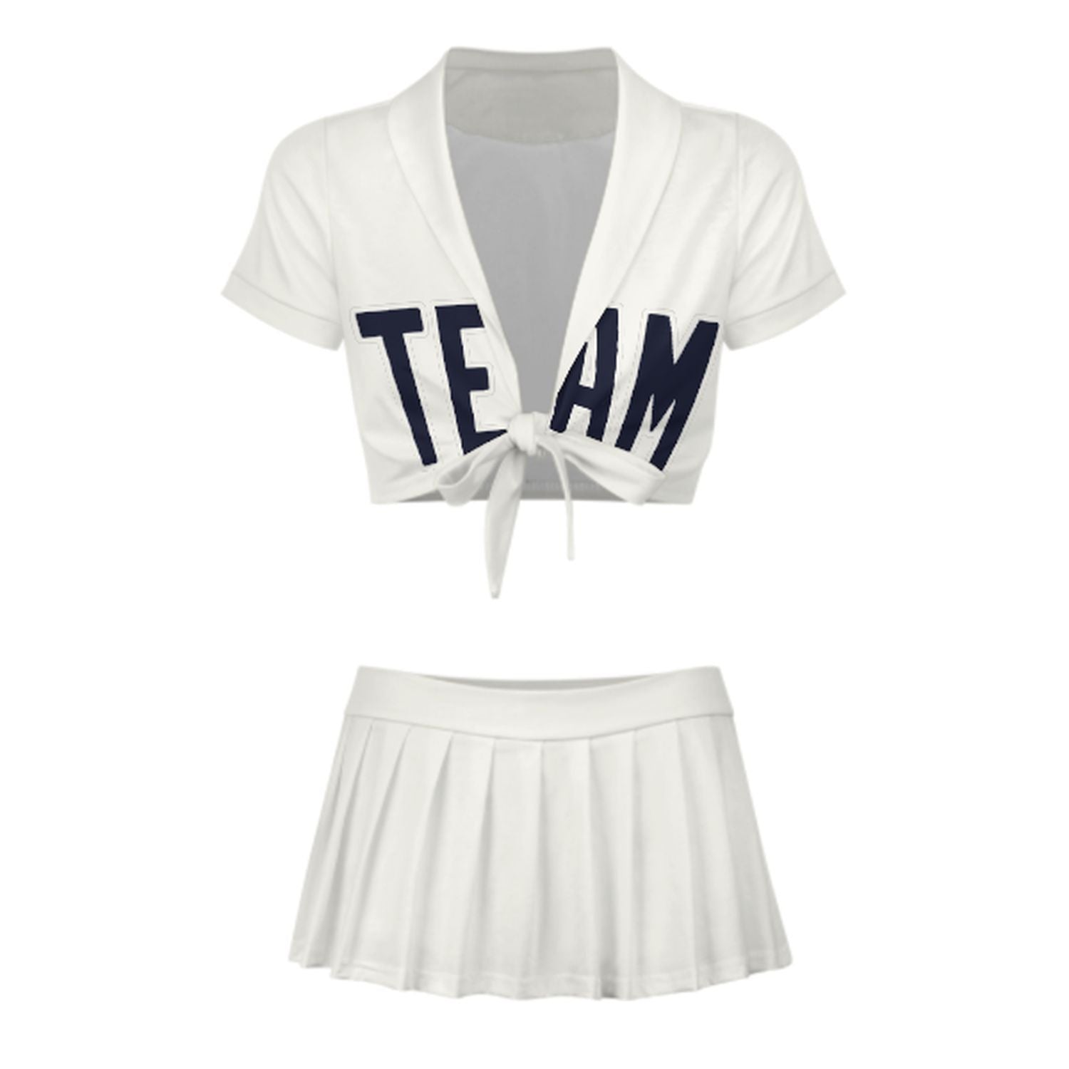 Maßgeschneidertes Weiß Stahlblau Cheerleader Outfit Set