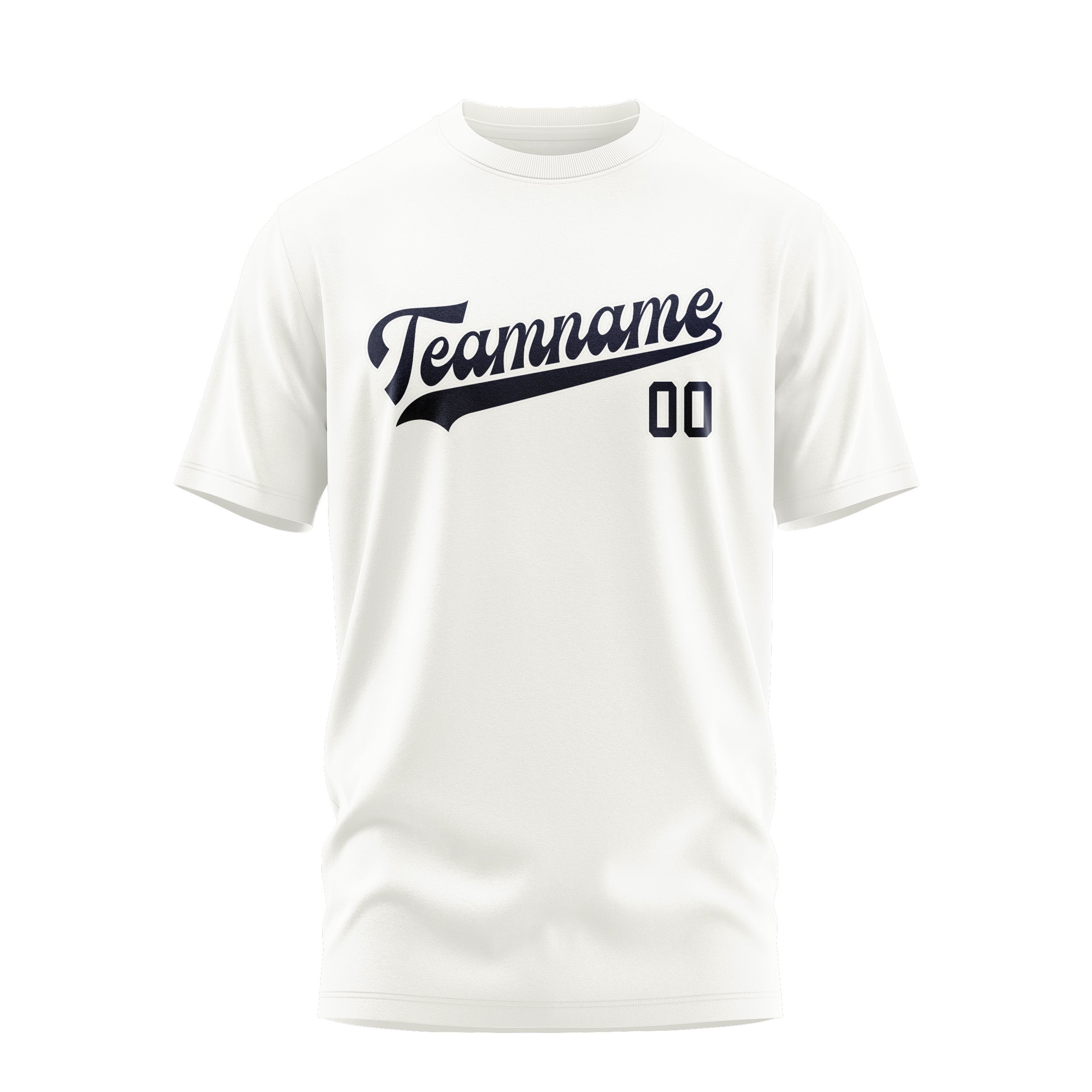 Maßgeschneidertes Weiß Stahlblau T-Shirt