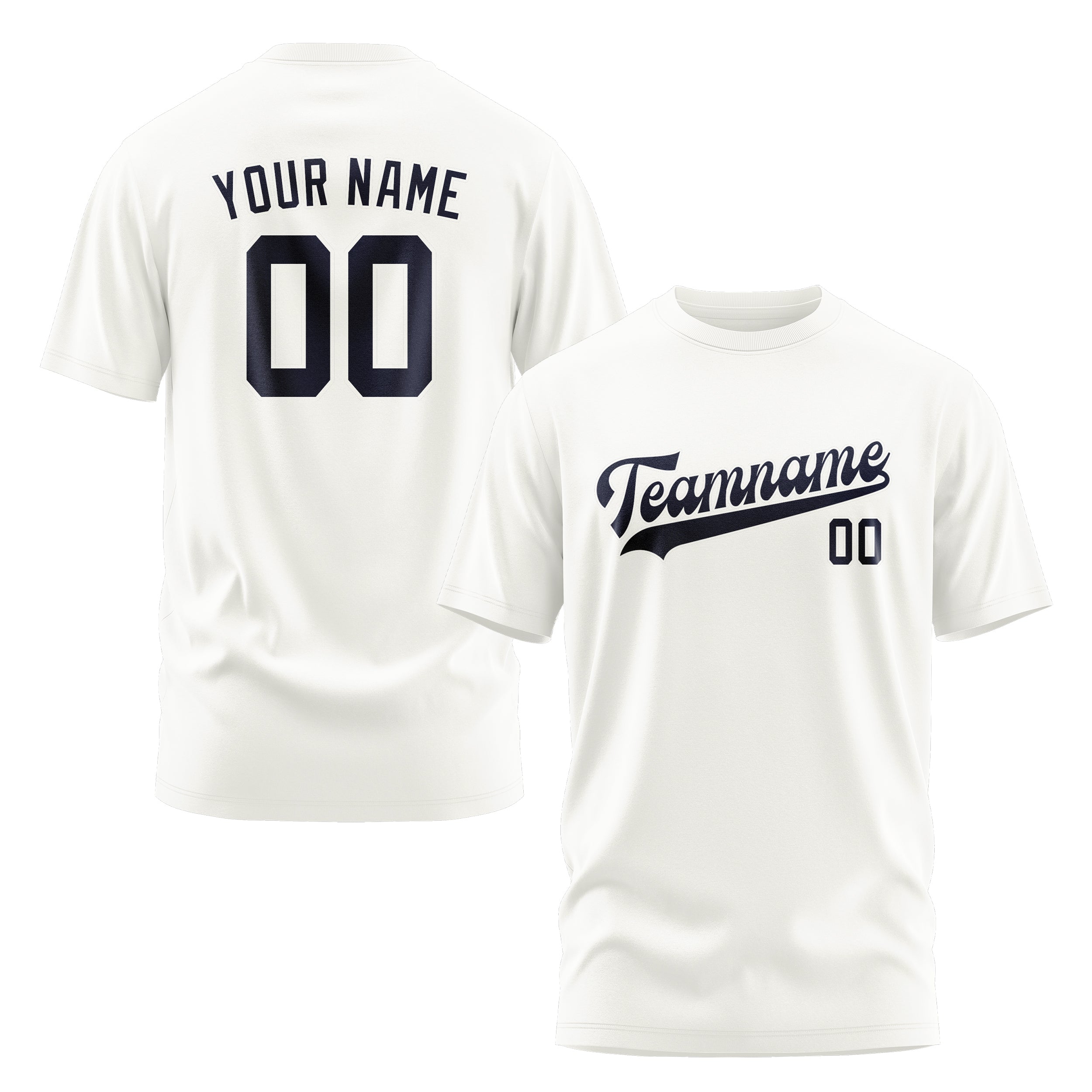 Maßgeschneidertes Weiß Stahlblau T-Shirt