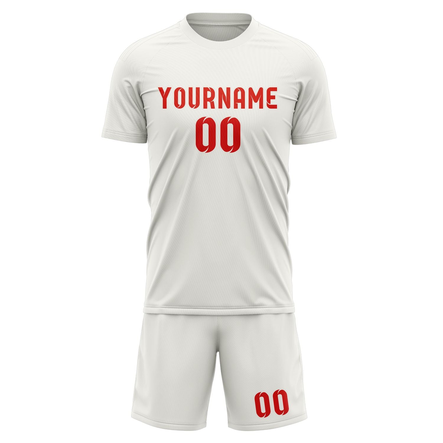 Maßgeschneidertes Professionelles Weiß Orangerot Fußballtrikot-Set