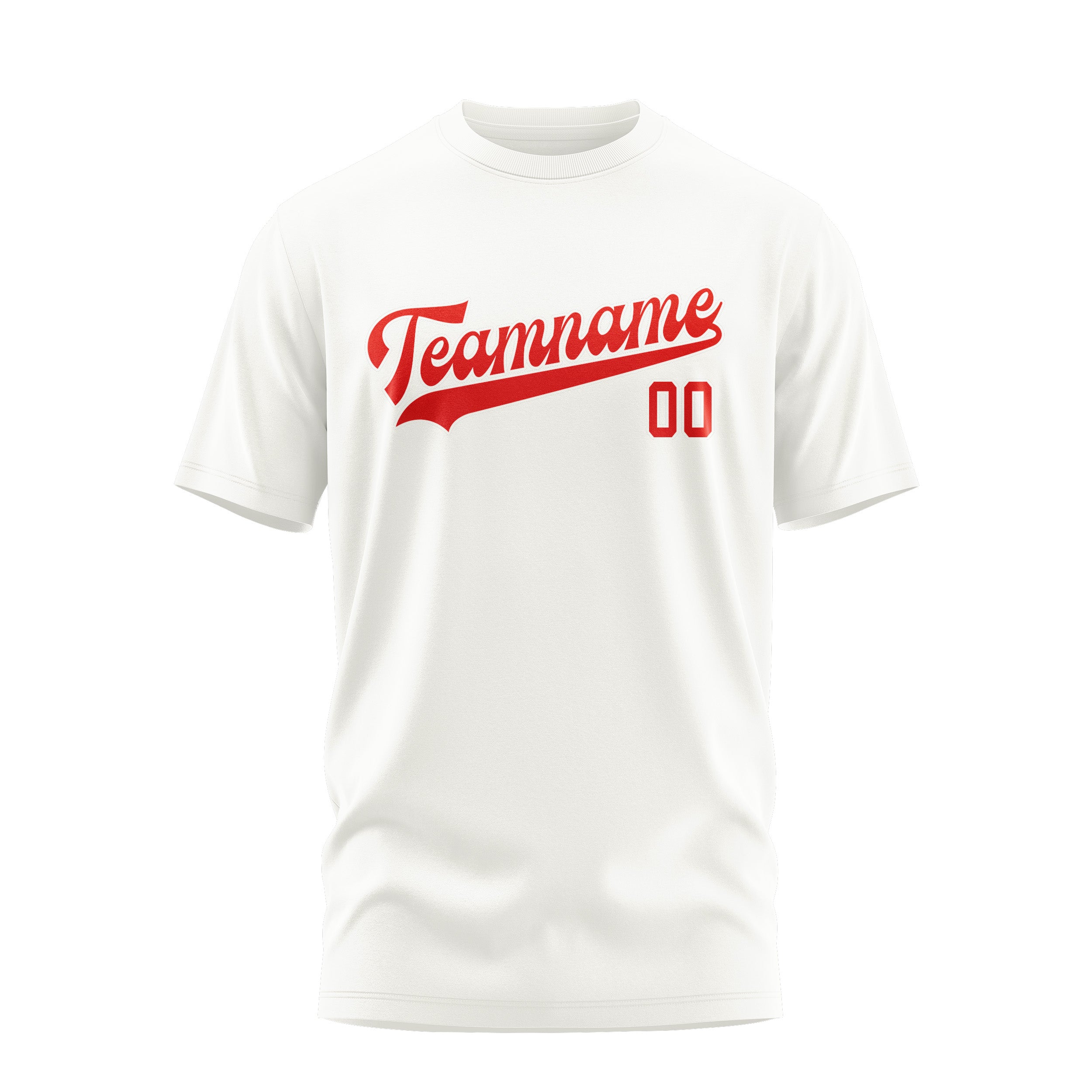 Maßgeschneidertes Weiß Orangerot T-Shirt