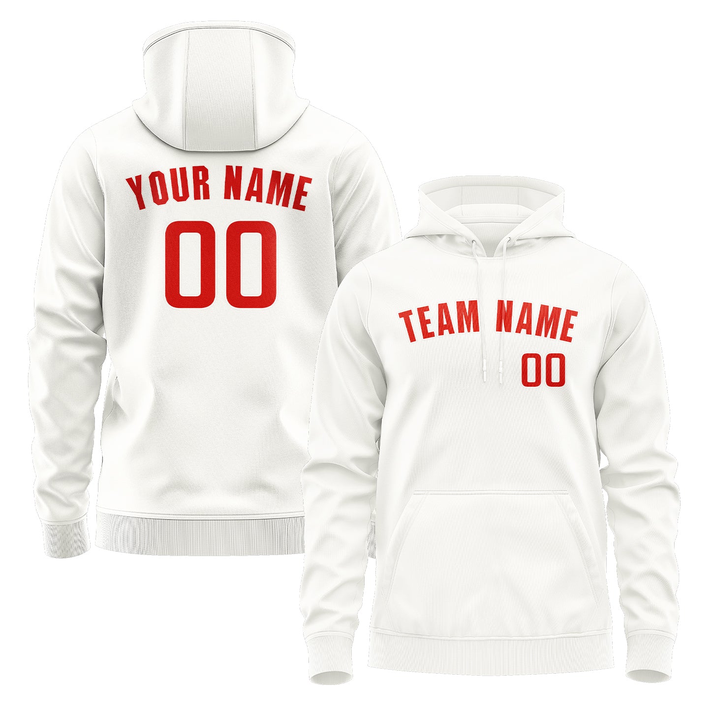 Maßgeschneidertes Weiß Orangerot Hoodie