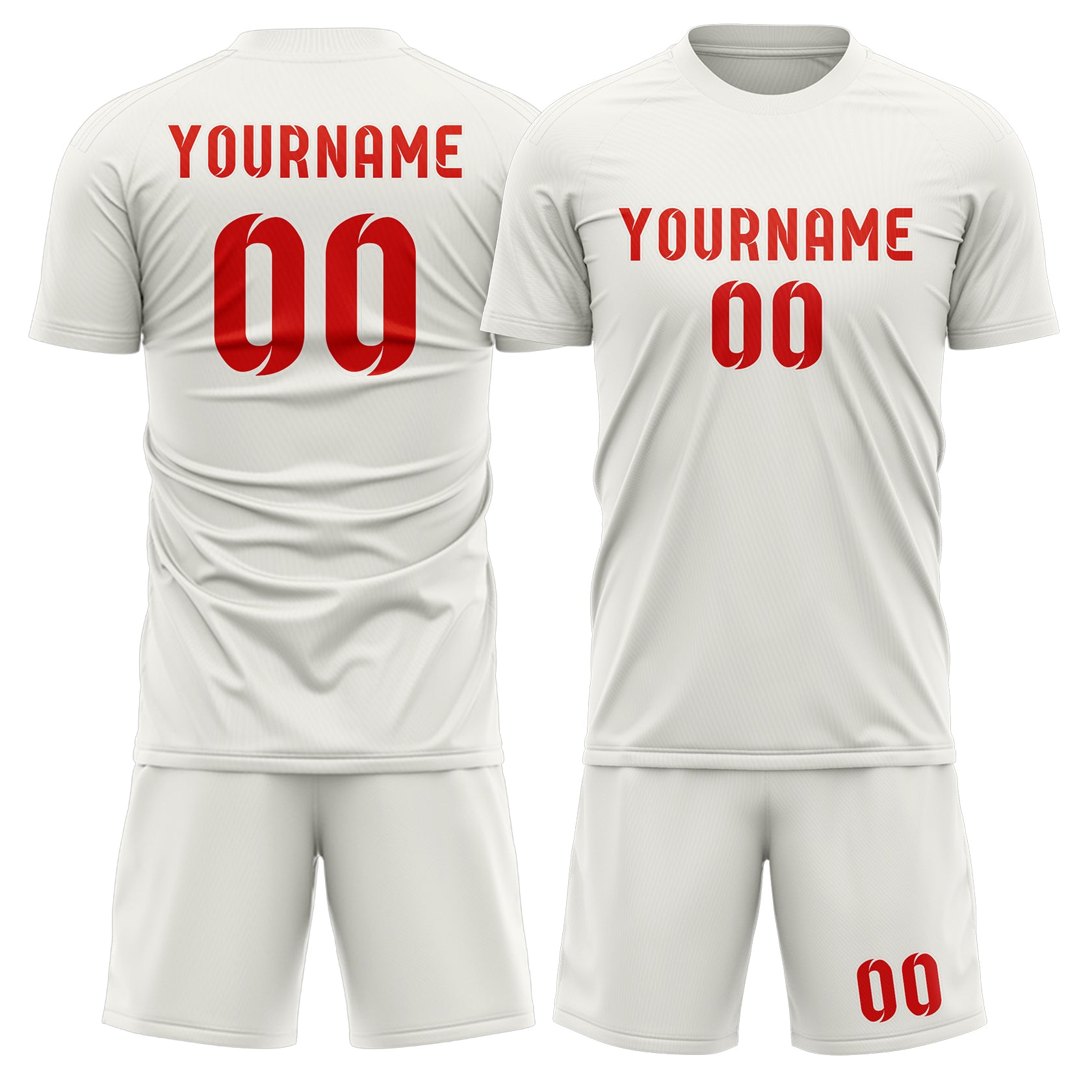 Maßgeschneidertes Professionelles Weiß Orangerot Fußballtrikot-Set