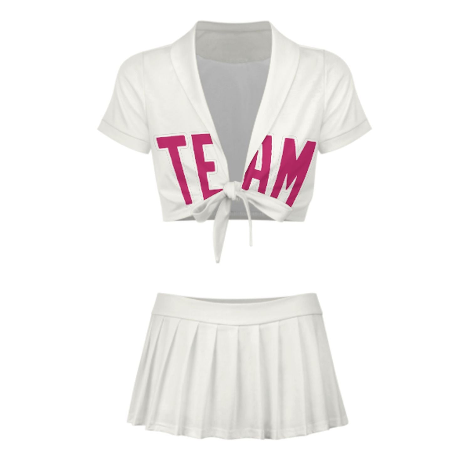 Maßgeschneidertes Weiß Rosarot Cheerleader Outfit Set