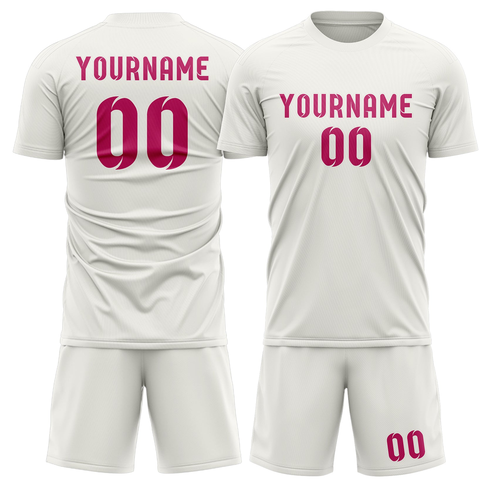 Maßgeschneidertes Professionelles Weiß Rosarot Fußballtrikot-Set