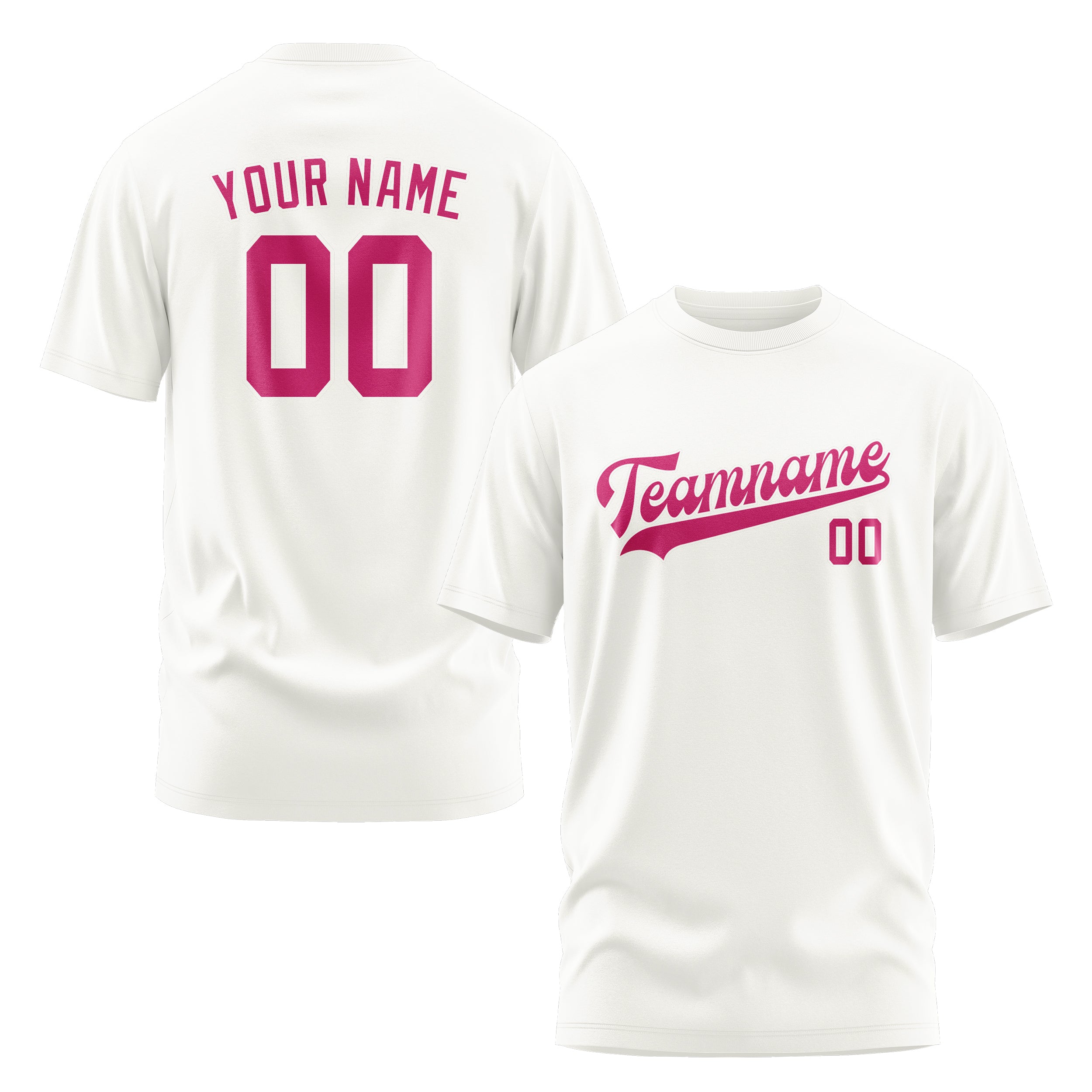 Maßgeschneidertes Weiß Rosarot T-Shirt