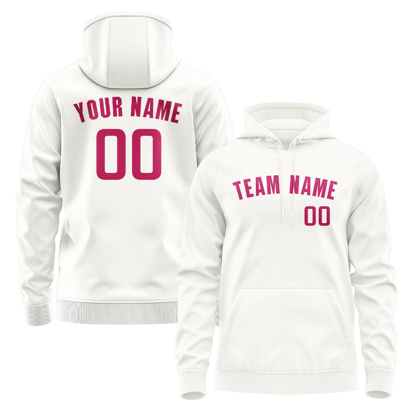 Maßgeschneidertes Weiß Rosarot Hoodie