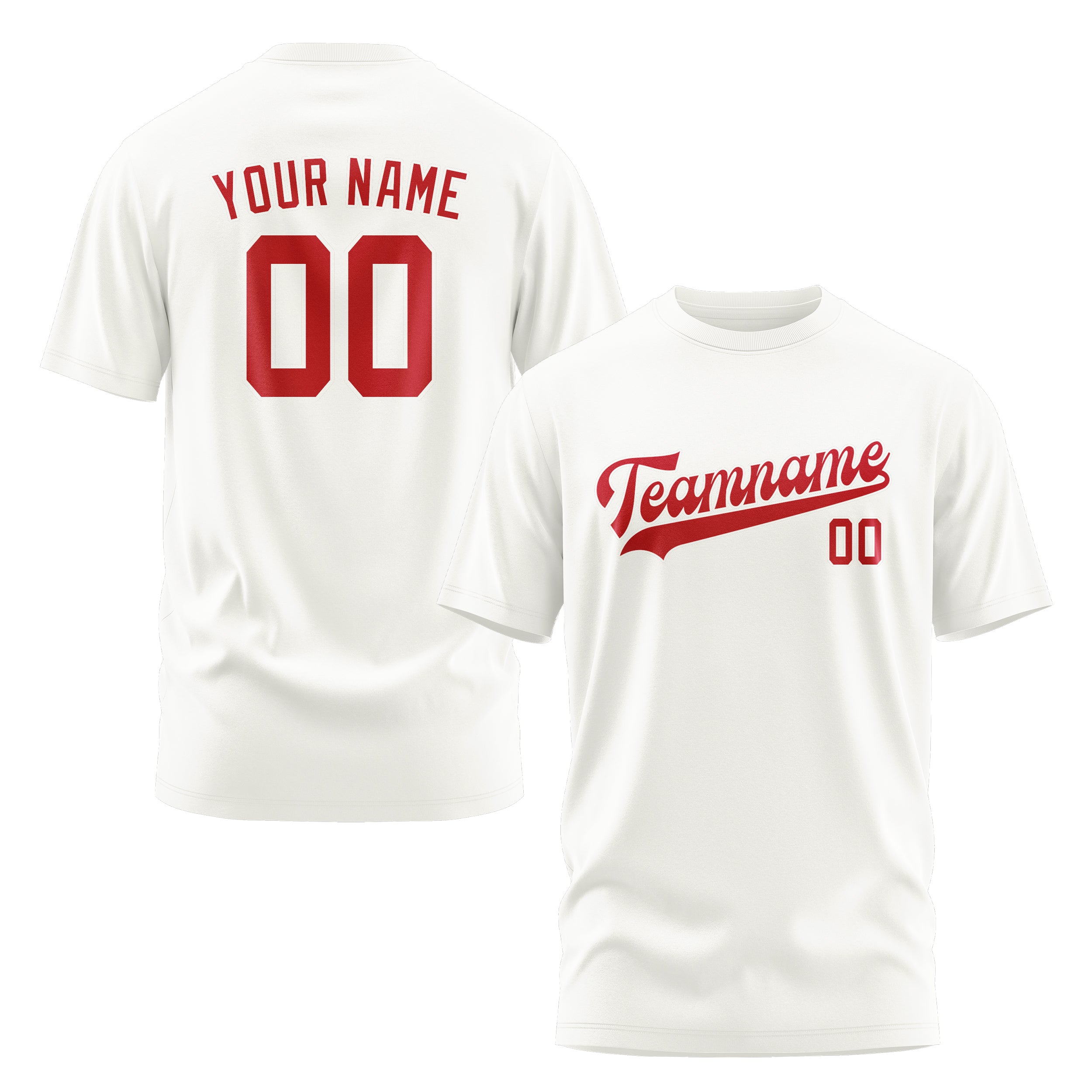 Maßgeschneidertes Weiß Rot T-Shirt