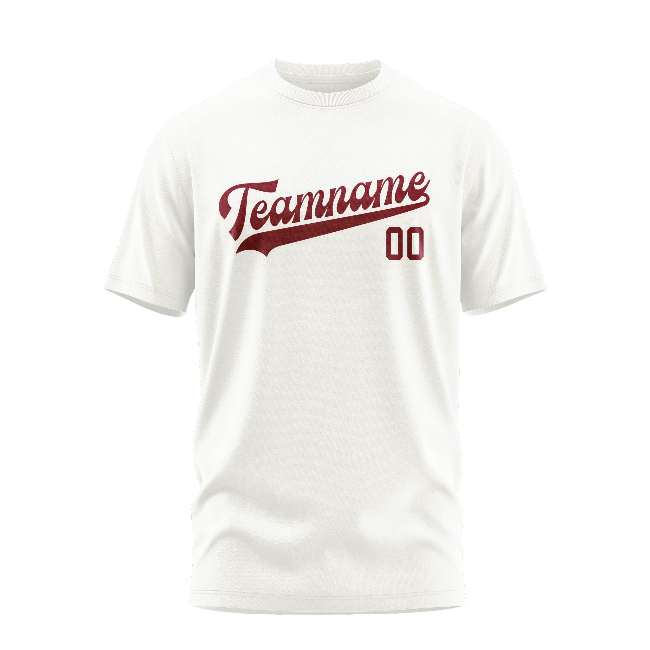 Maßgeschneidertes Weiß Karmesinrot T-Shirt