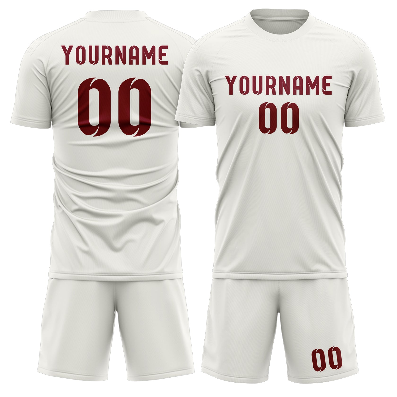 Maßgeschneidertes Professionelles Weiß Karmesinrot Fußballtrikot-Set