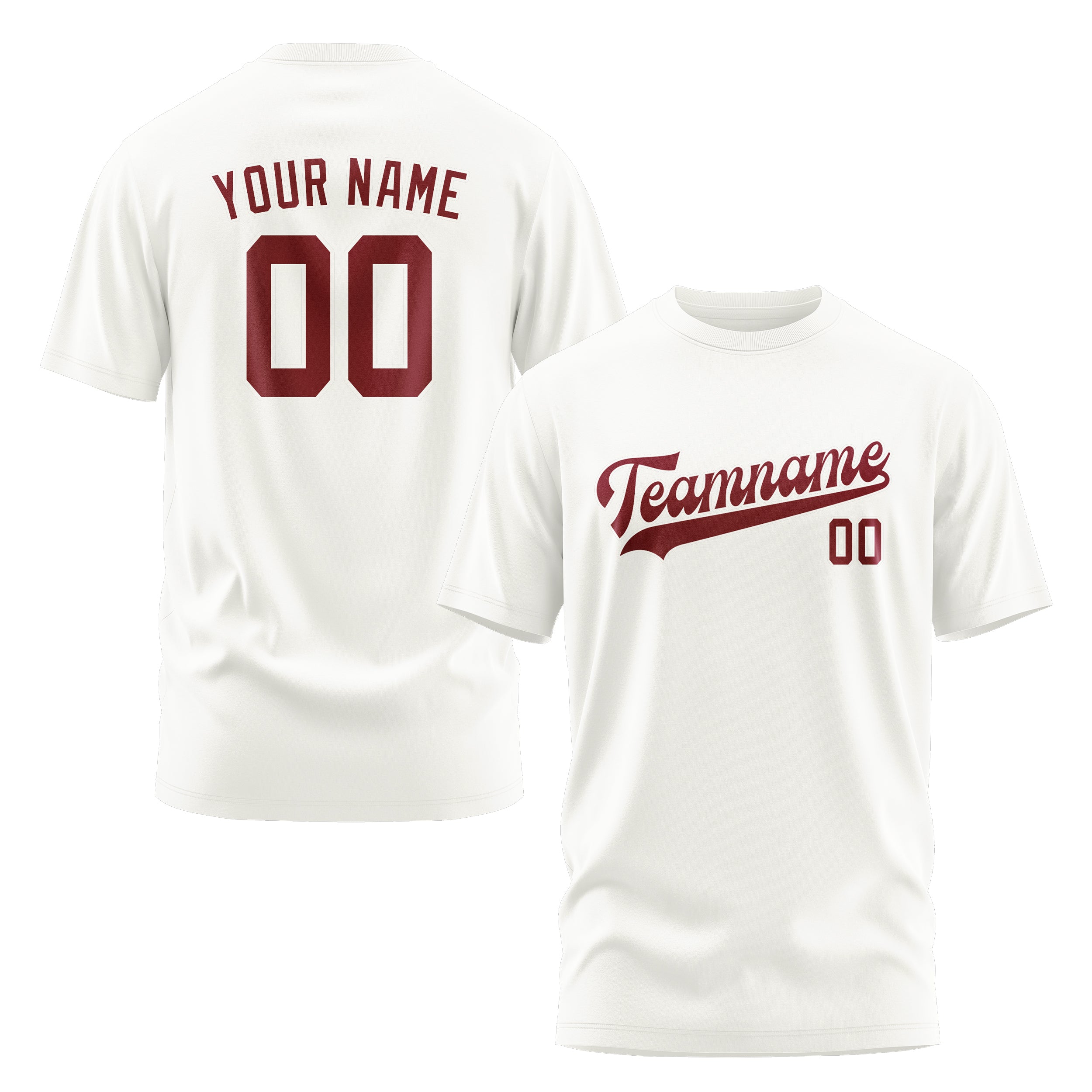 Maßgeschneidertes Weiß Karmesinrot T-Shirt