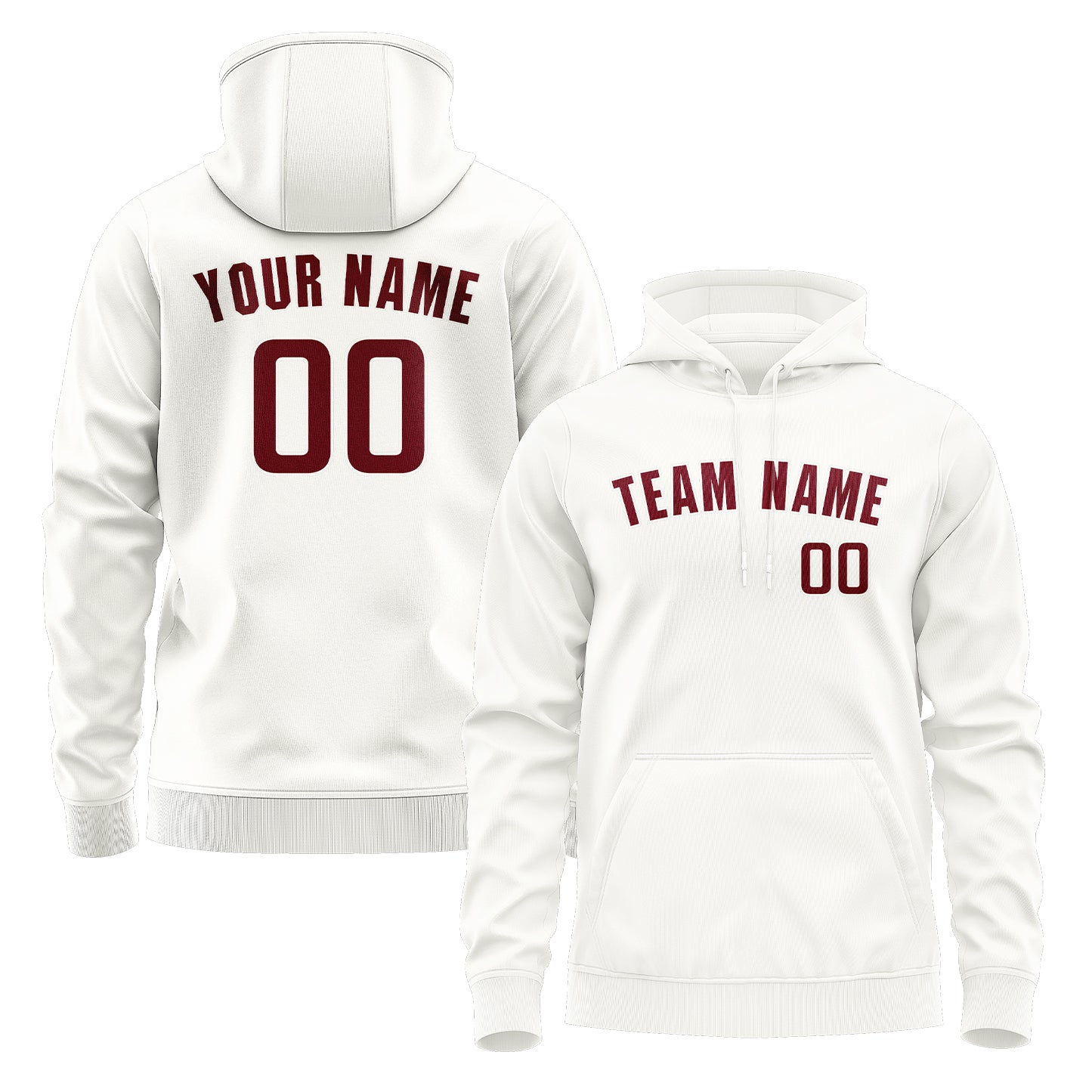Maßgeschneidertes Weiß Karmesinrot Hoodie