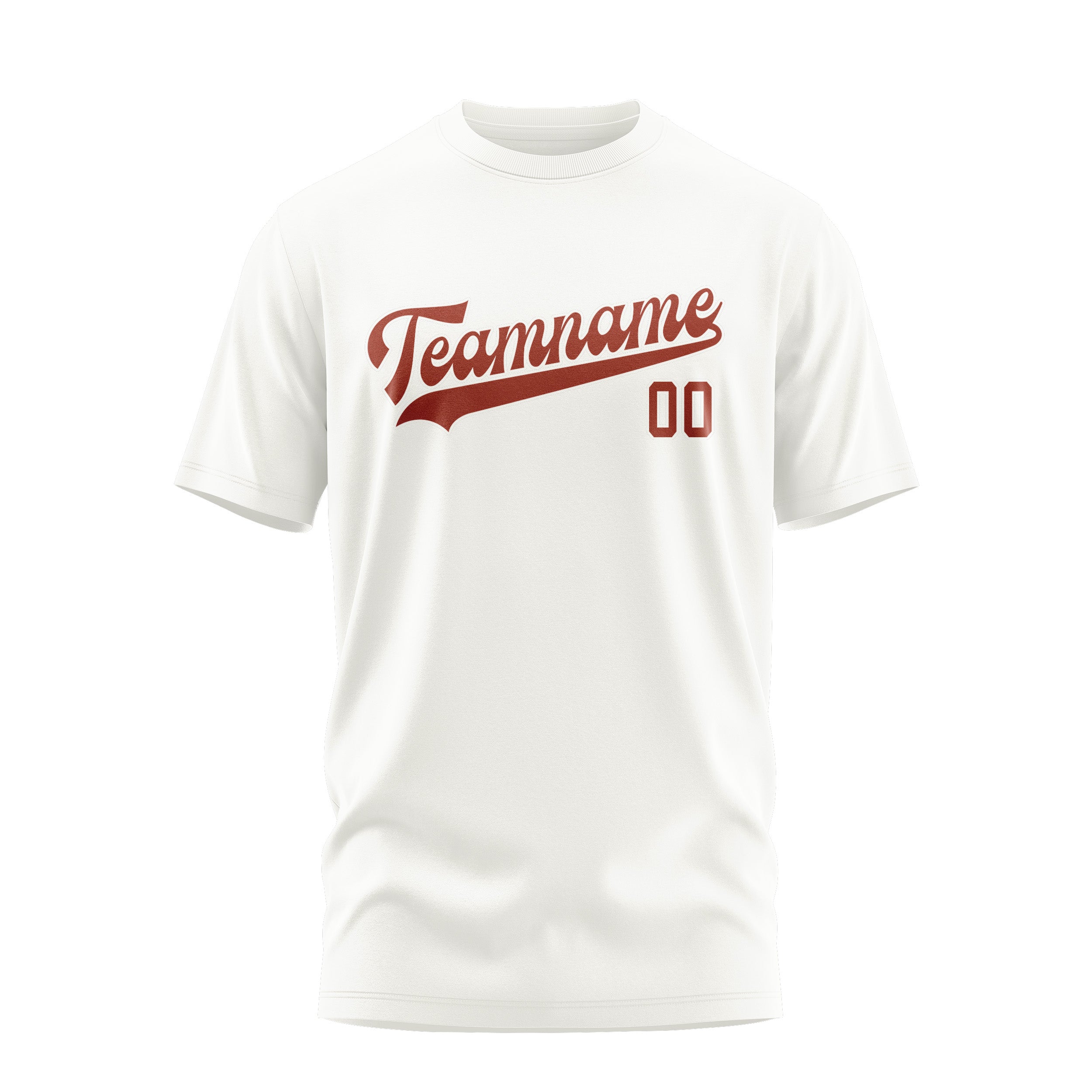 Maßgeschneidertes Weiß Korallenrot T-Shirt