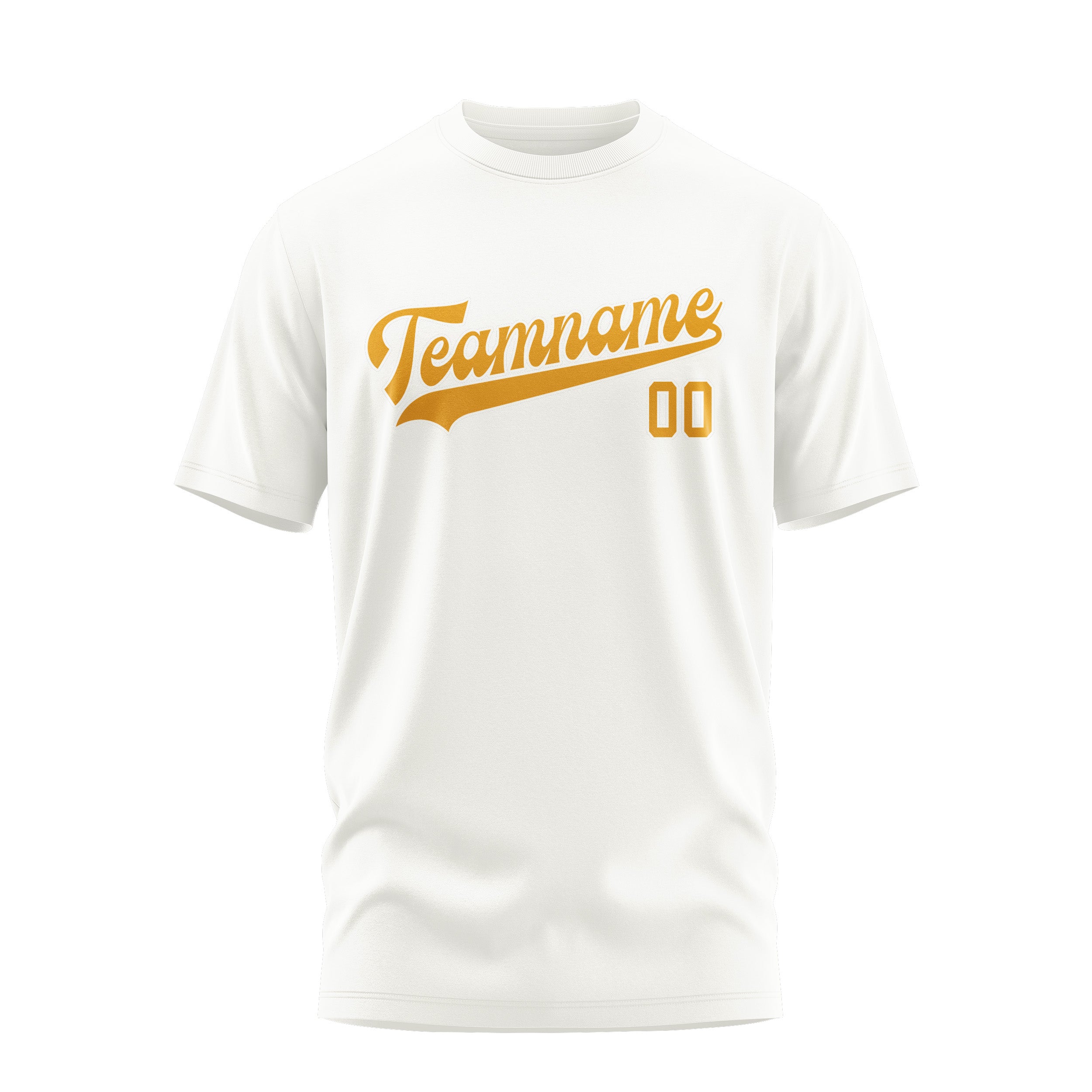 Maßgeschneidertes Weiß Gelb T-Shirt