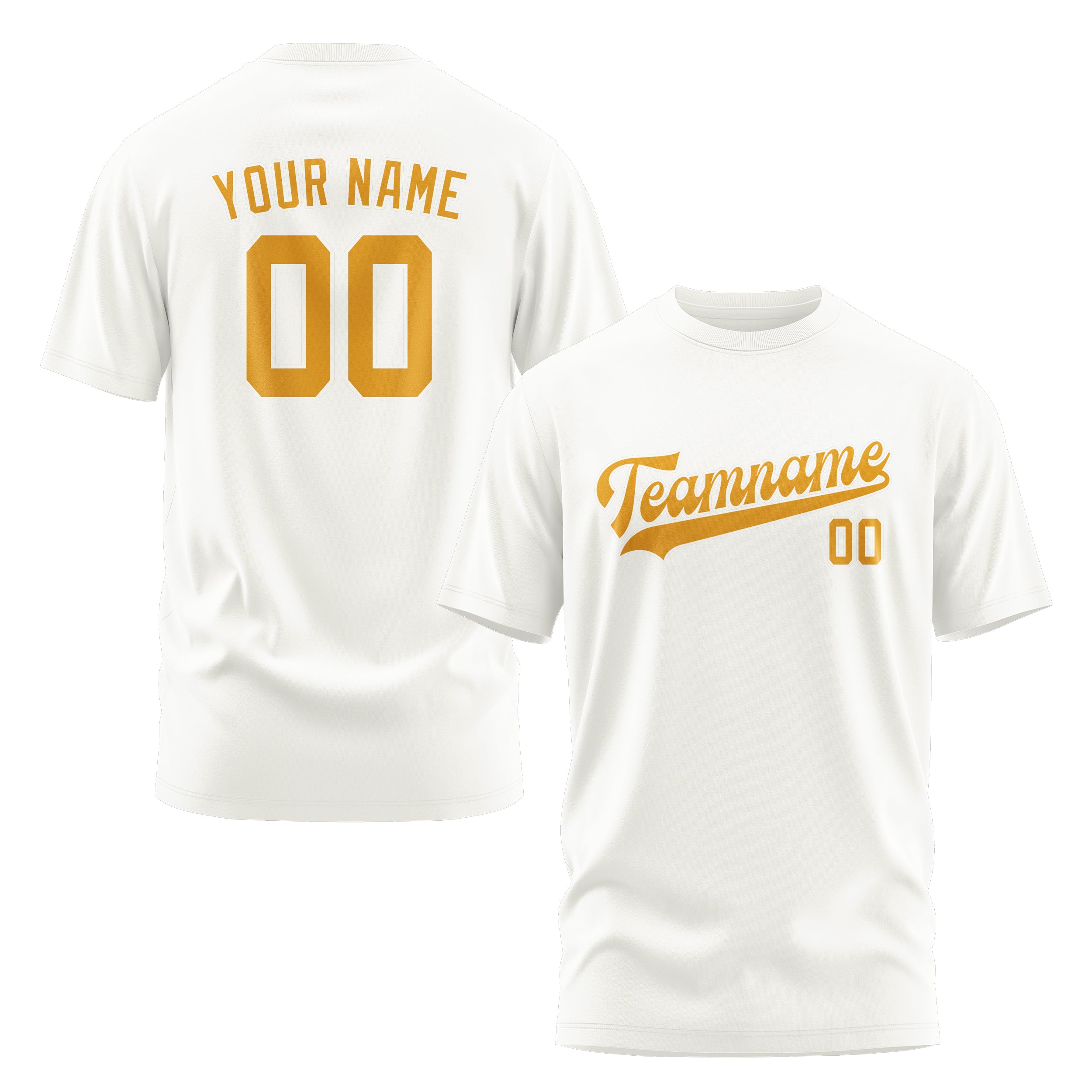 Maßgeschneidertes Weiß Gelb T-Shirt