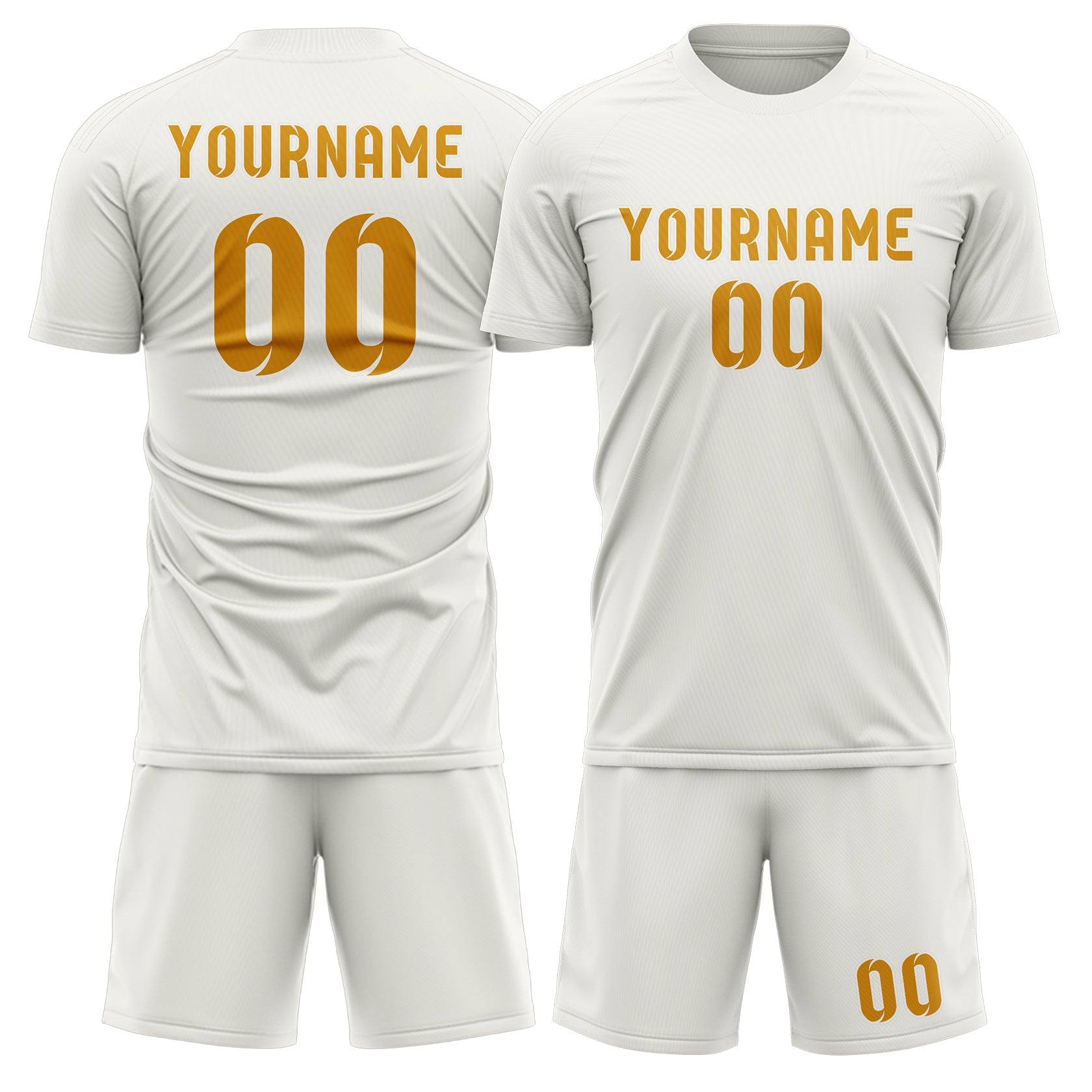 Maßgeschneidertes Professionelles Weiß Gelb Fußballtrikot-Set