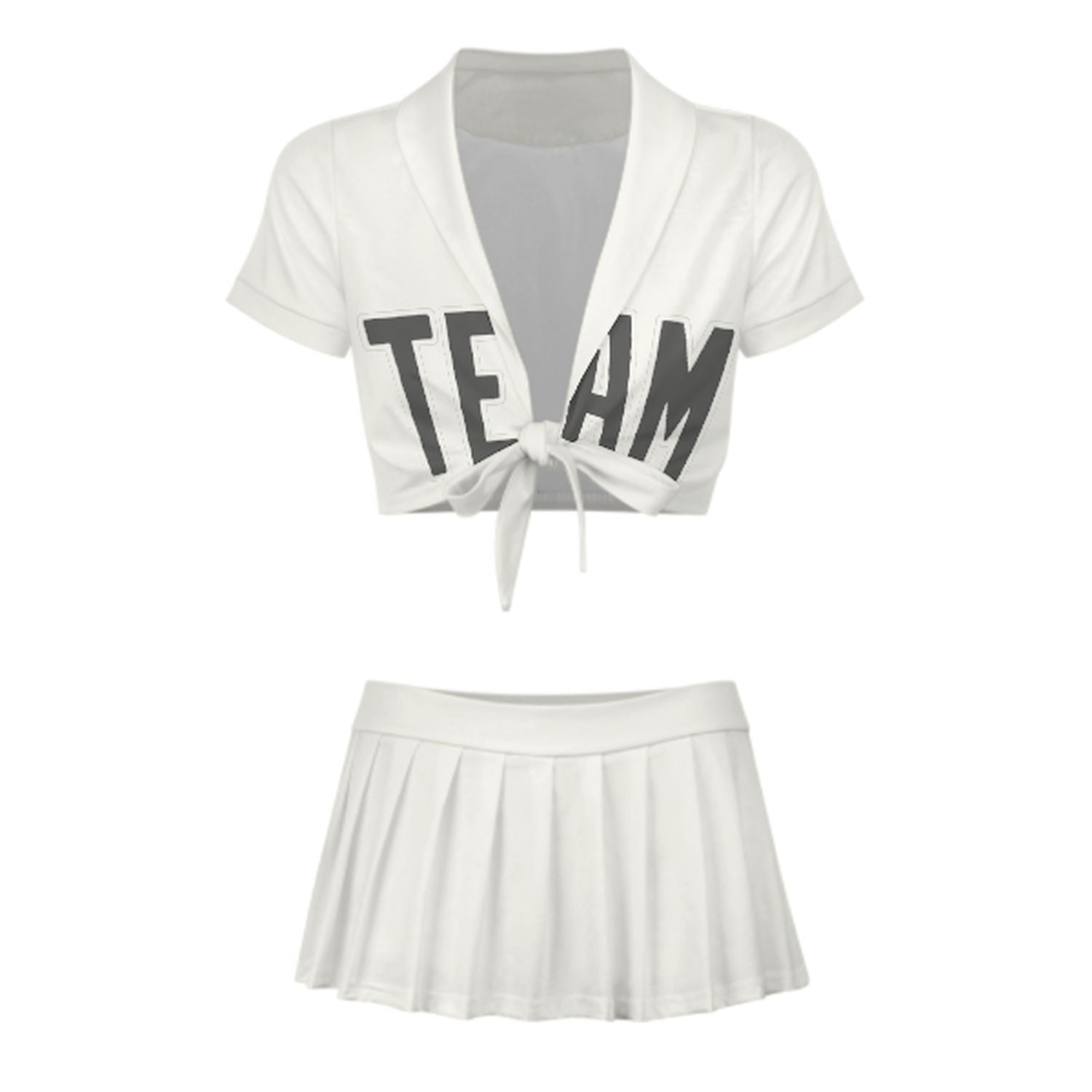 Maßgeschneidertes Weiß Dunkelgrau Cheerleader Outfit Set