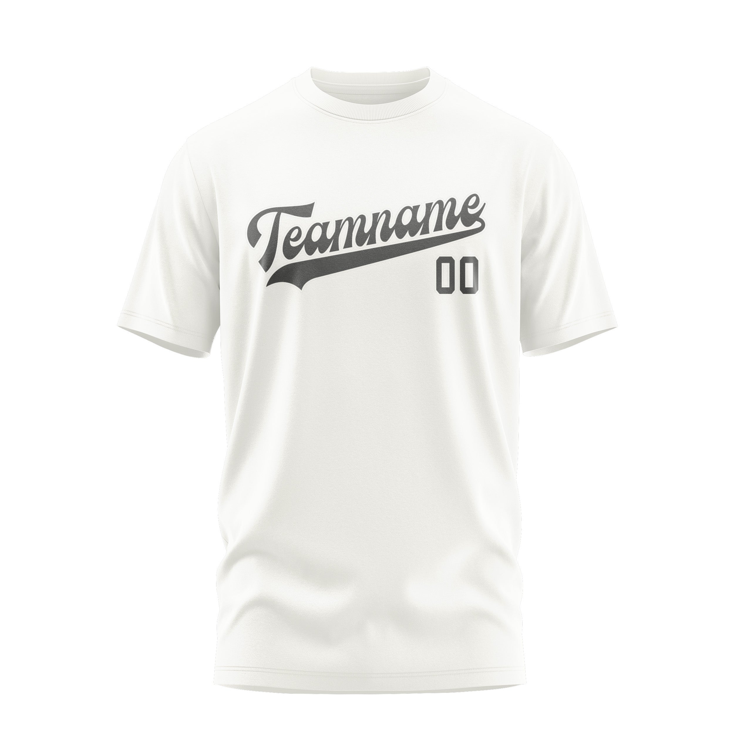 Maßgeschneidertes Weiß Dunkelgrau T-Shirt