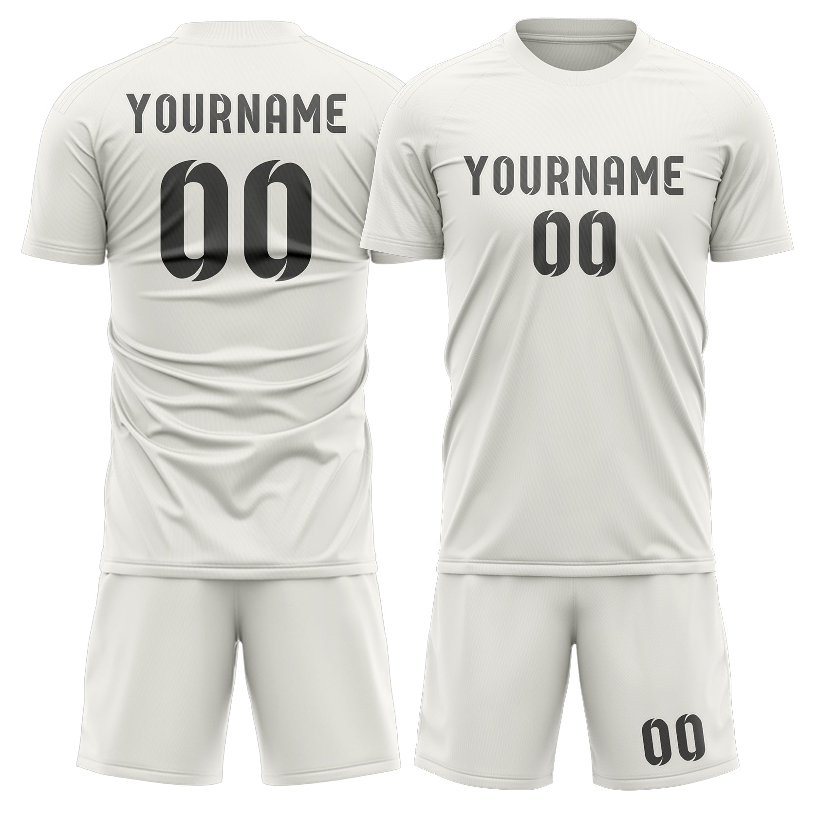 Maßgeschneidertes Professionelles Weiß Dunkelgrau Fußballtrikot-Set