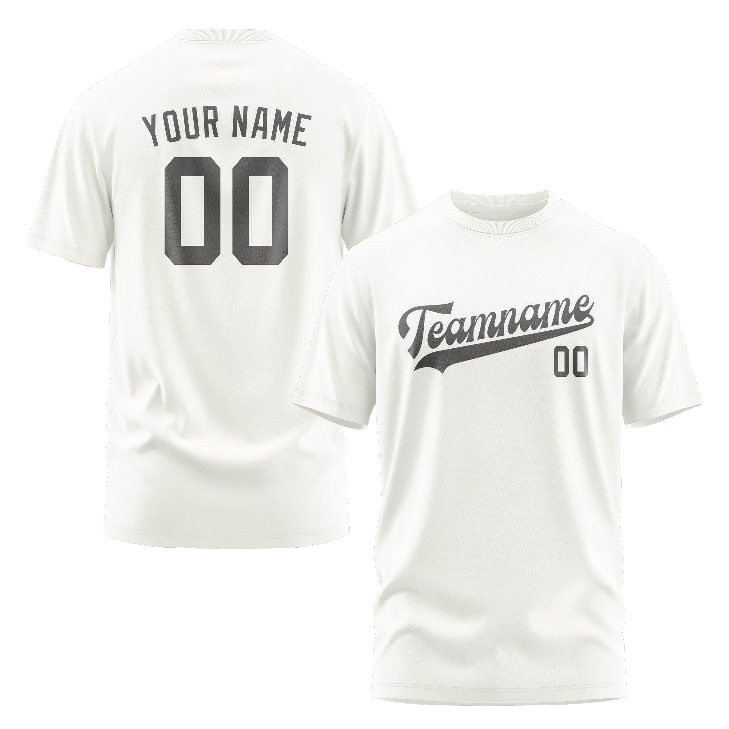 Maßgeschneidertes Weiß Dunkelgrau T-Shirt