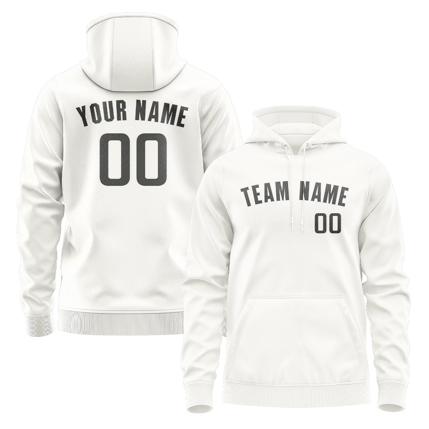 Maßgeschneidertes Weiß Dunkelgrau Hoodie