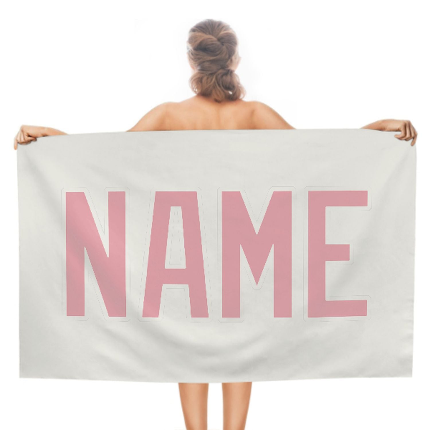 Maßgeschneidertes Weiß Rosa Strandtuch