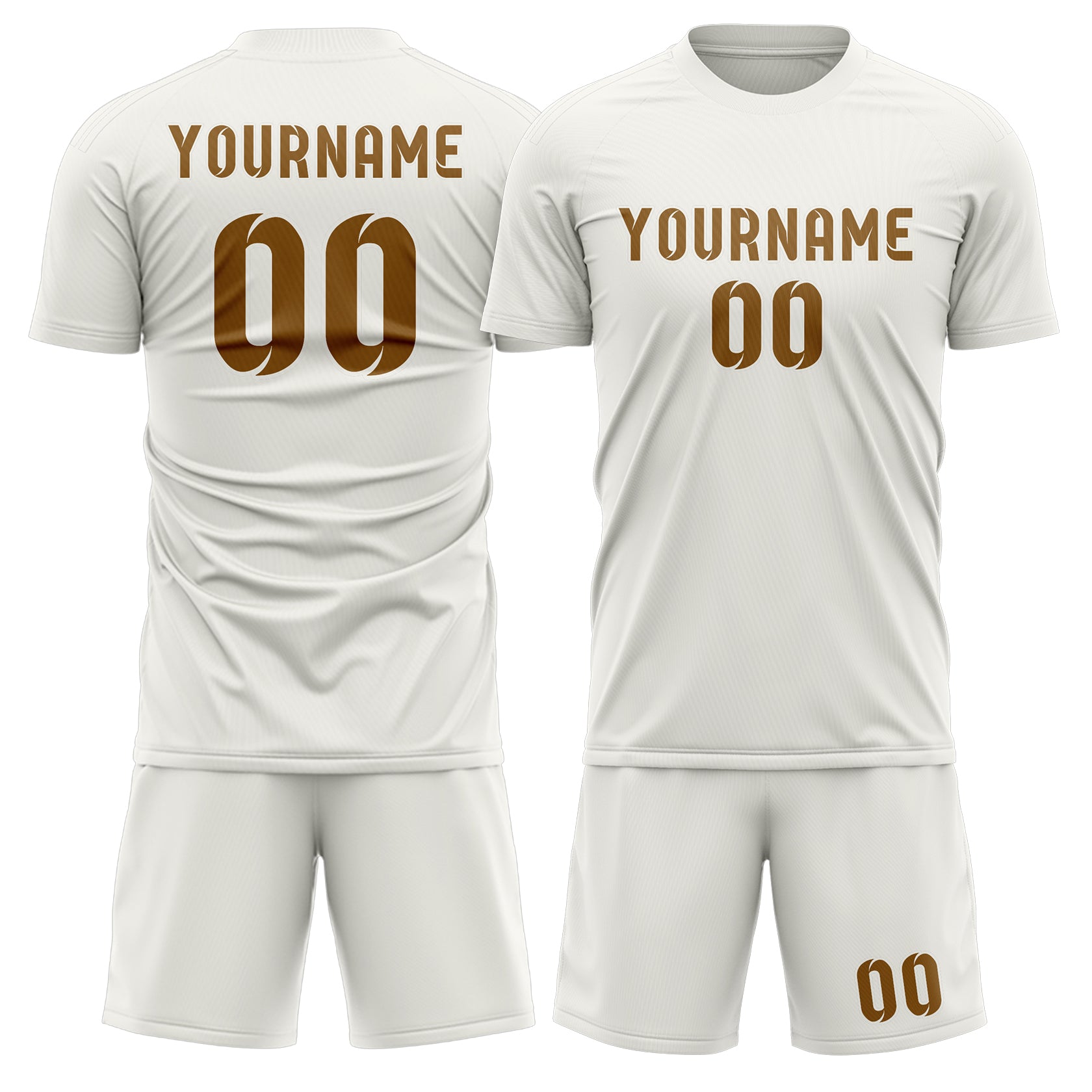 Maßgeschneidertes Professionelles Weiß Khaki Fußballtrikot-Set