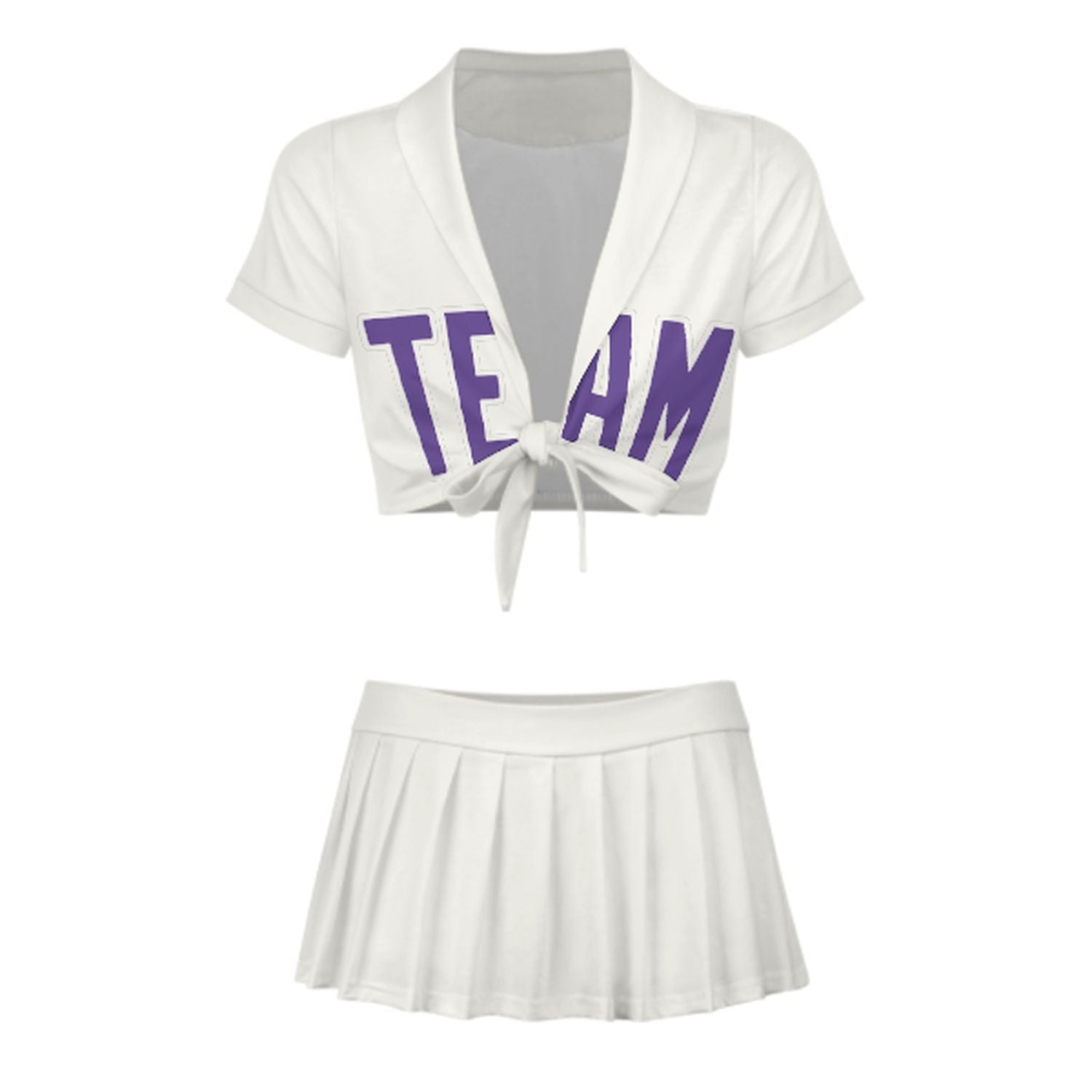 Maßgeschneidertes Weiß Lavendel Cheerleader Outfit Set