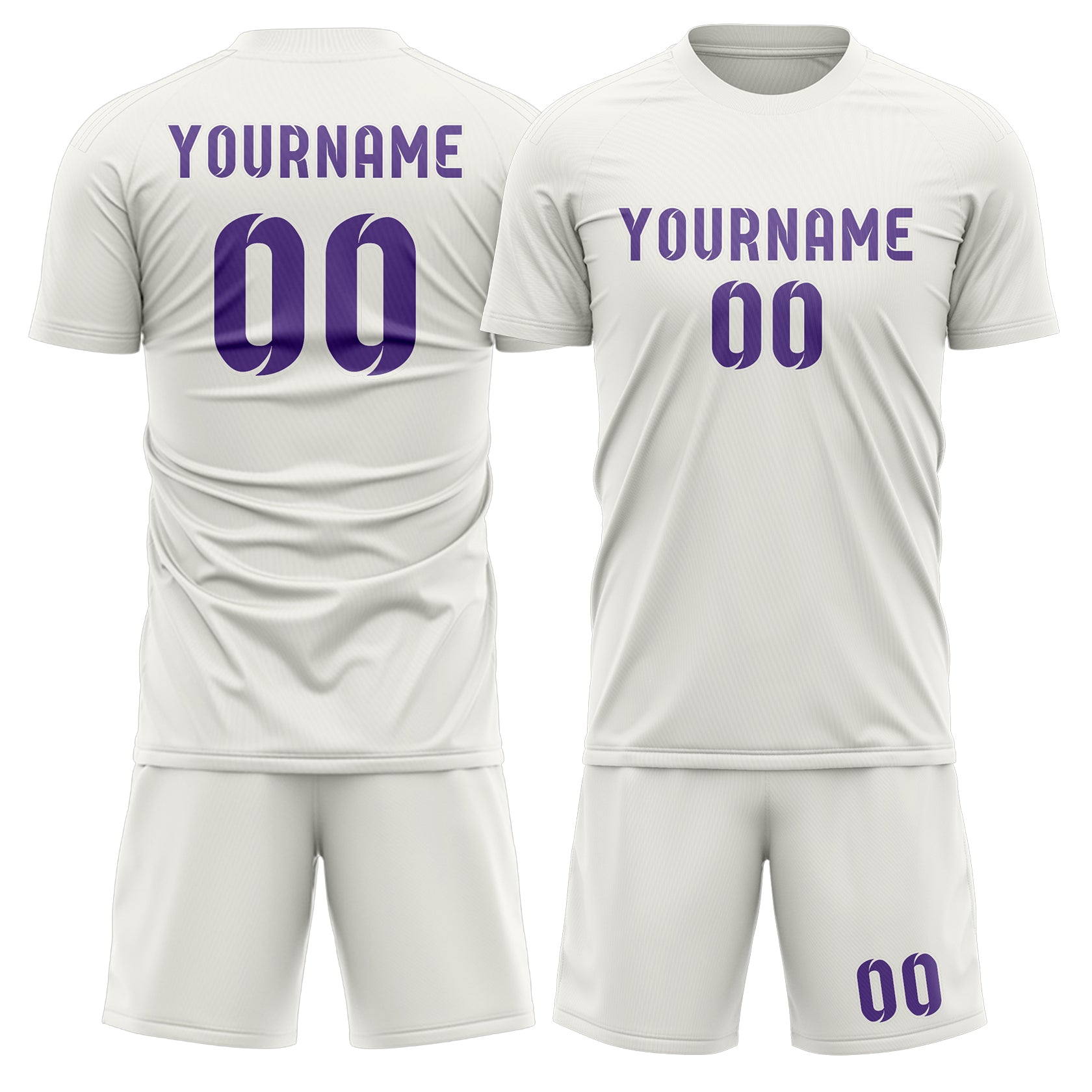 Maßgeschneidertes Professionelles Weiß Lavendel Fußballtrikot-Set