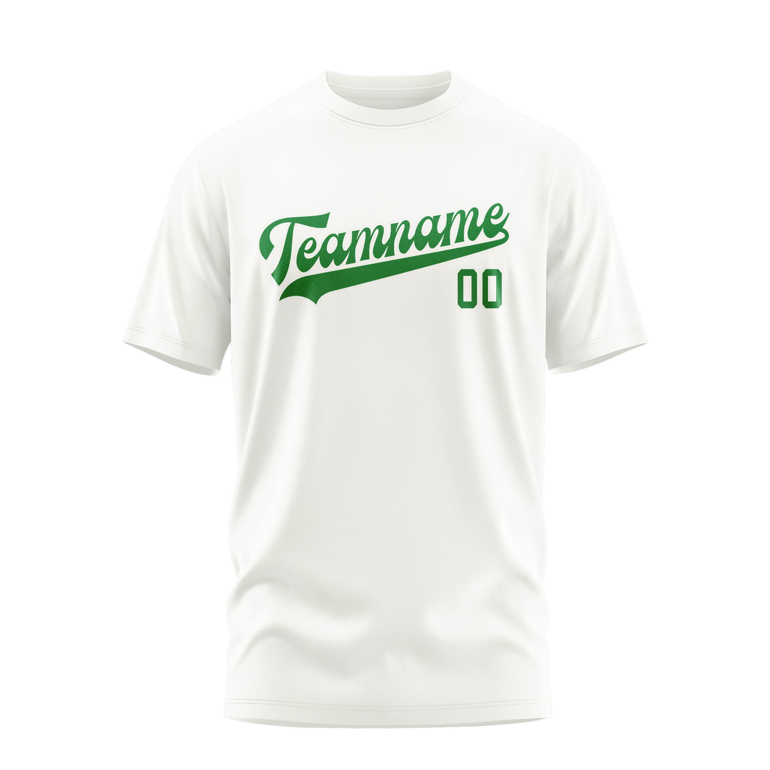 Maßgeschneidertes Weiß Smaragdgrün T-Shirt