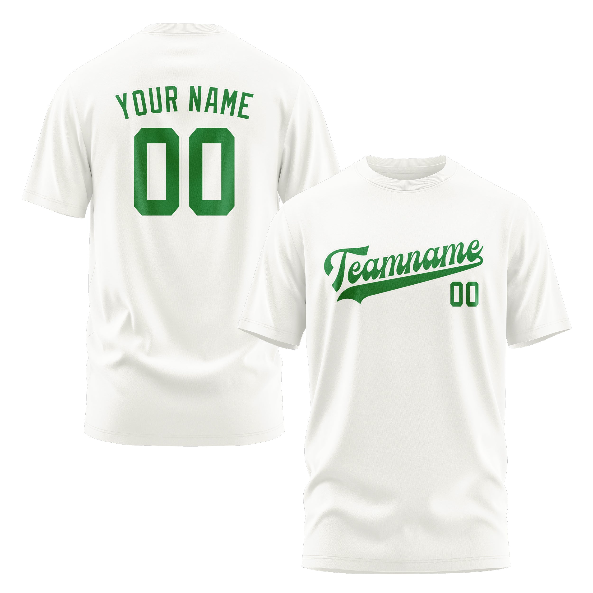 Maßgeschneidertes Weiß Smaragdgrün T-Shirt