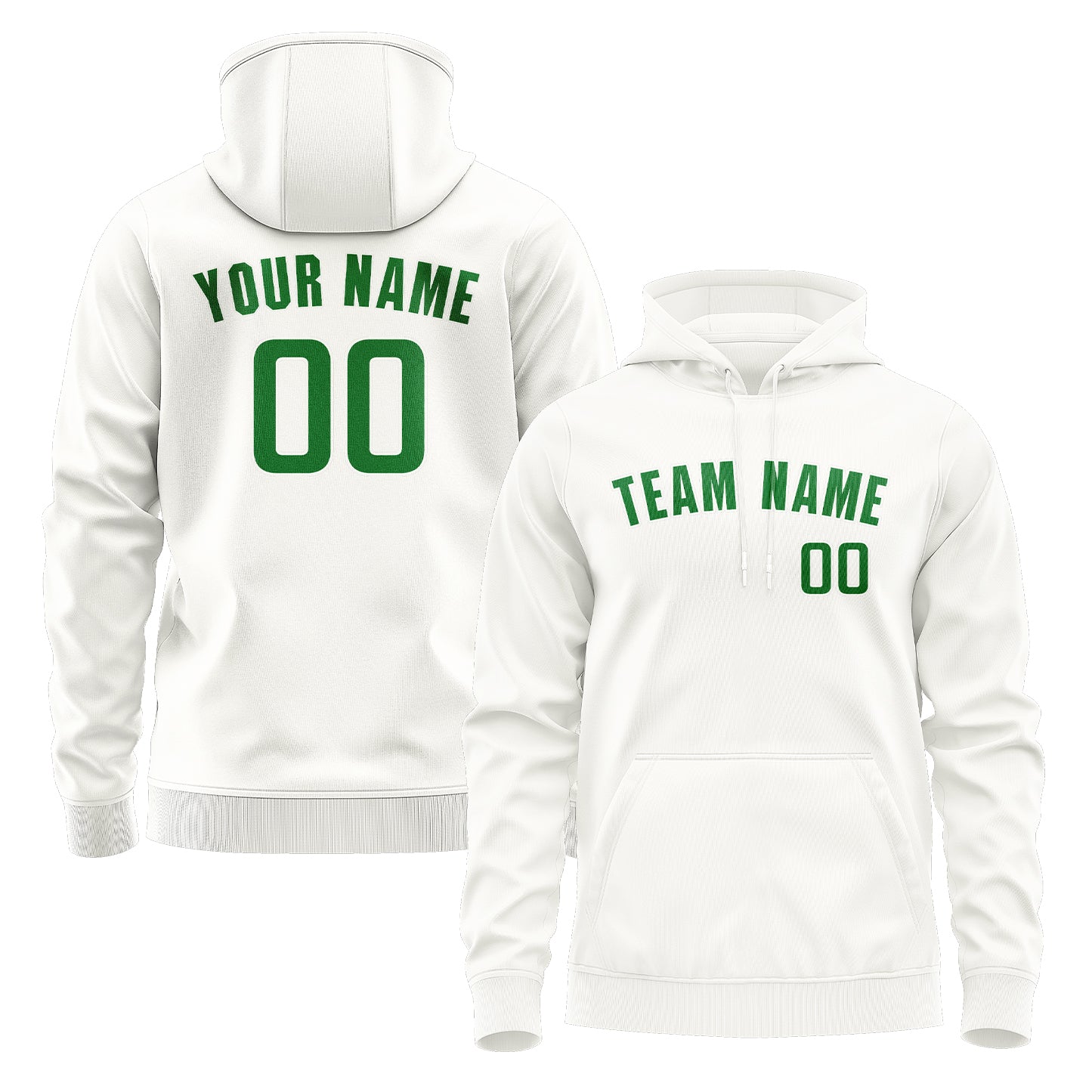 Maßgeschneidertes Weiß Smaragdgrün Hoodie