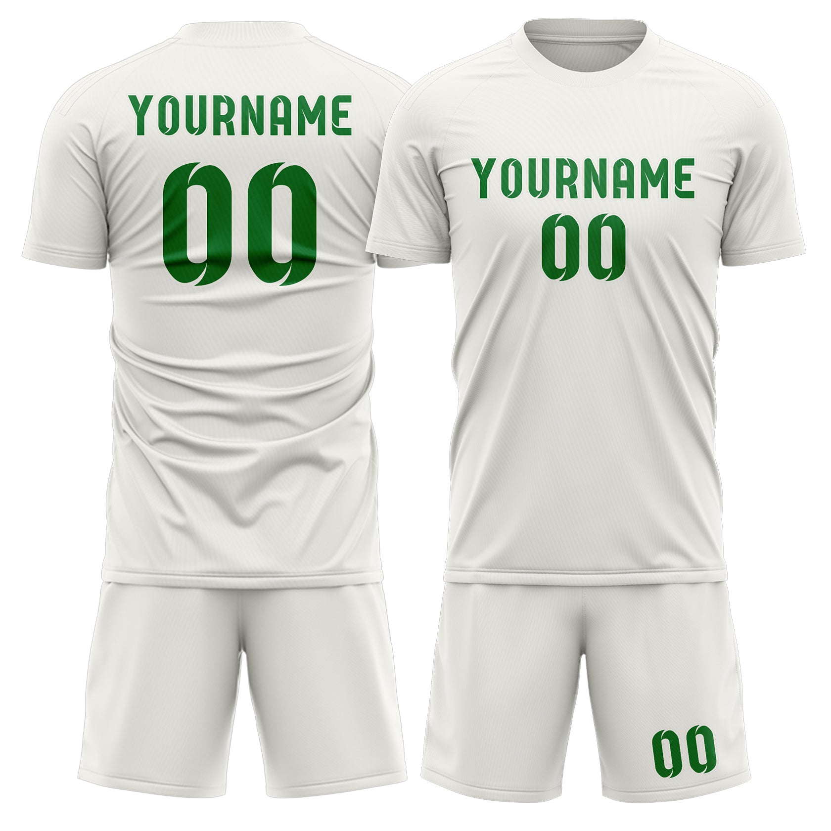 Maßgeschneidertes Professionelles Weiß Smaragdgrün Fußballtrikot-Set