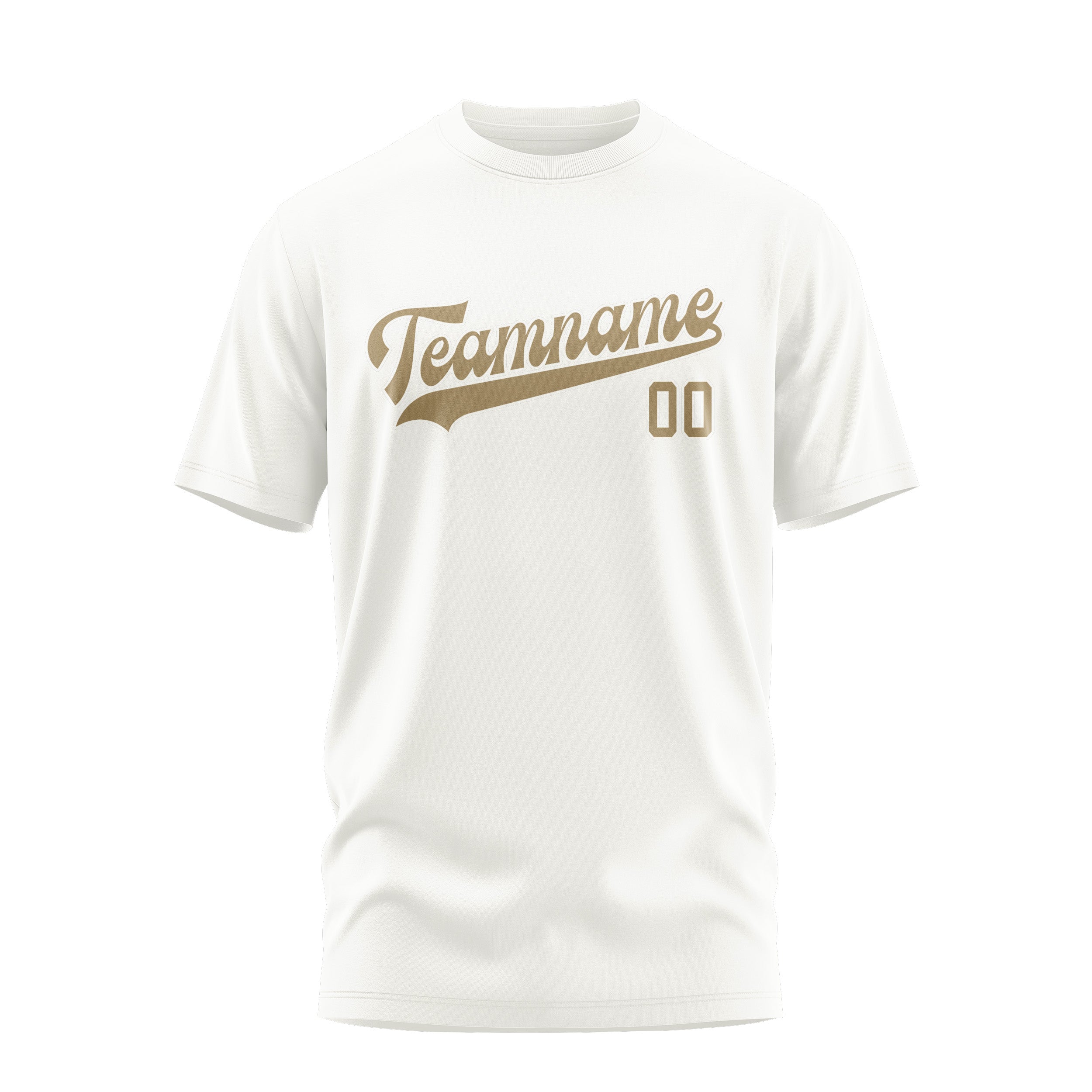 Maßgeschneidertes Weiß Hellkhaki T-Shirt