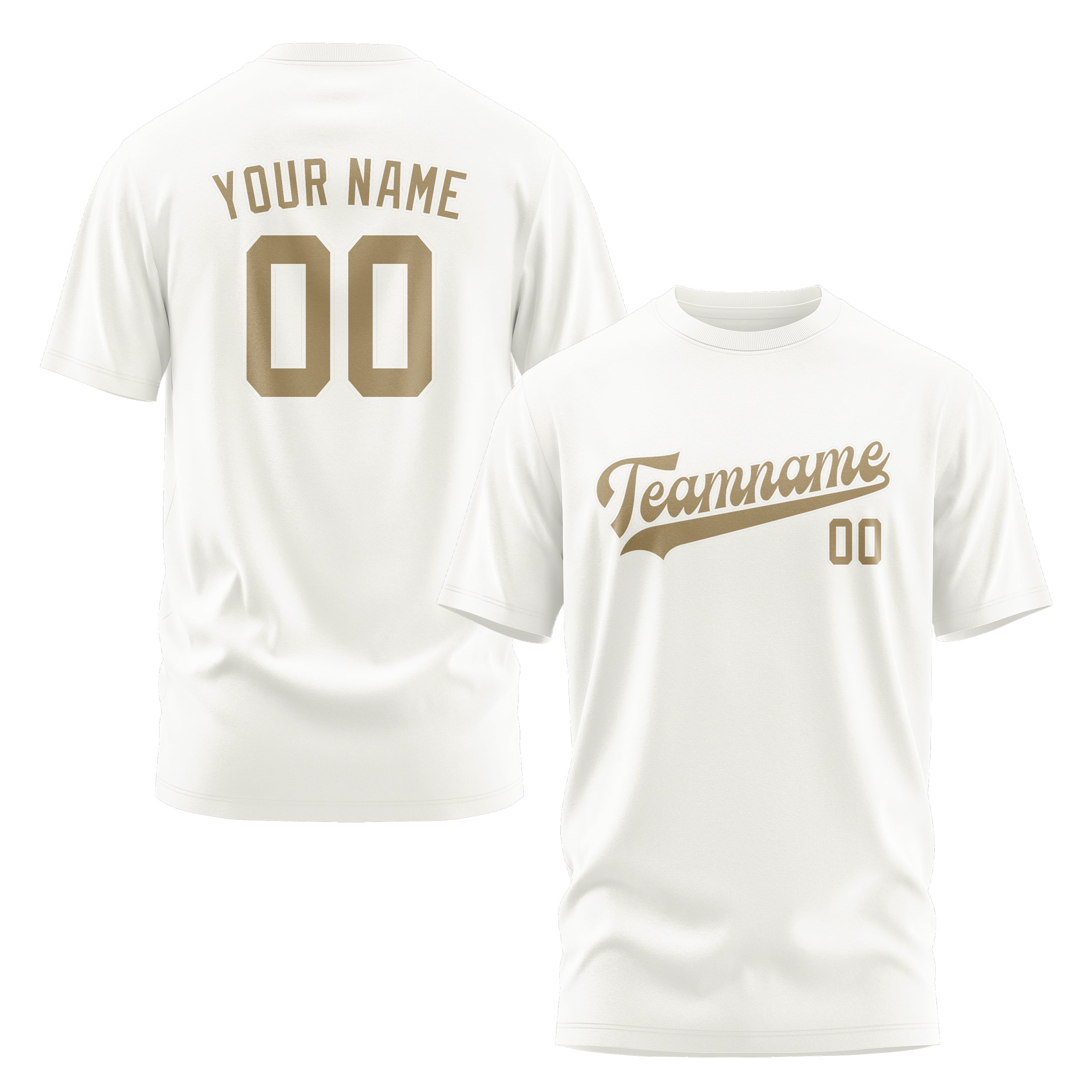 Maßgeschneidertes Weiß Hellkhaki T-Shirt