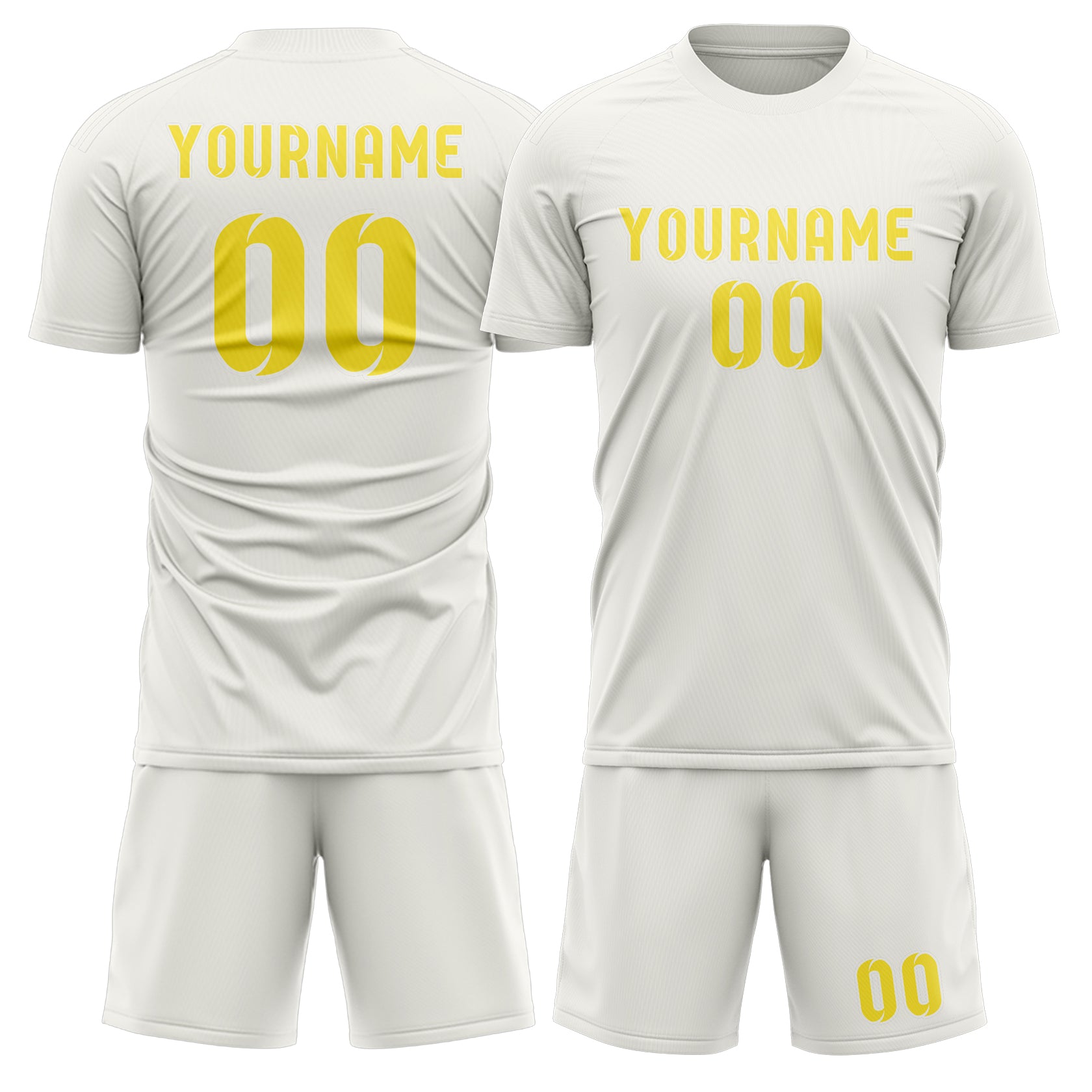 Maßgeschneidertes Professionelles Weiß Blassgelb Fußballtrikot-Set