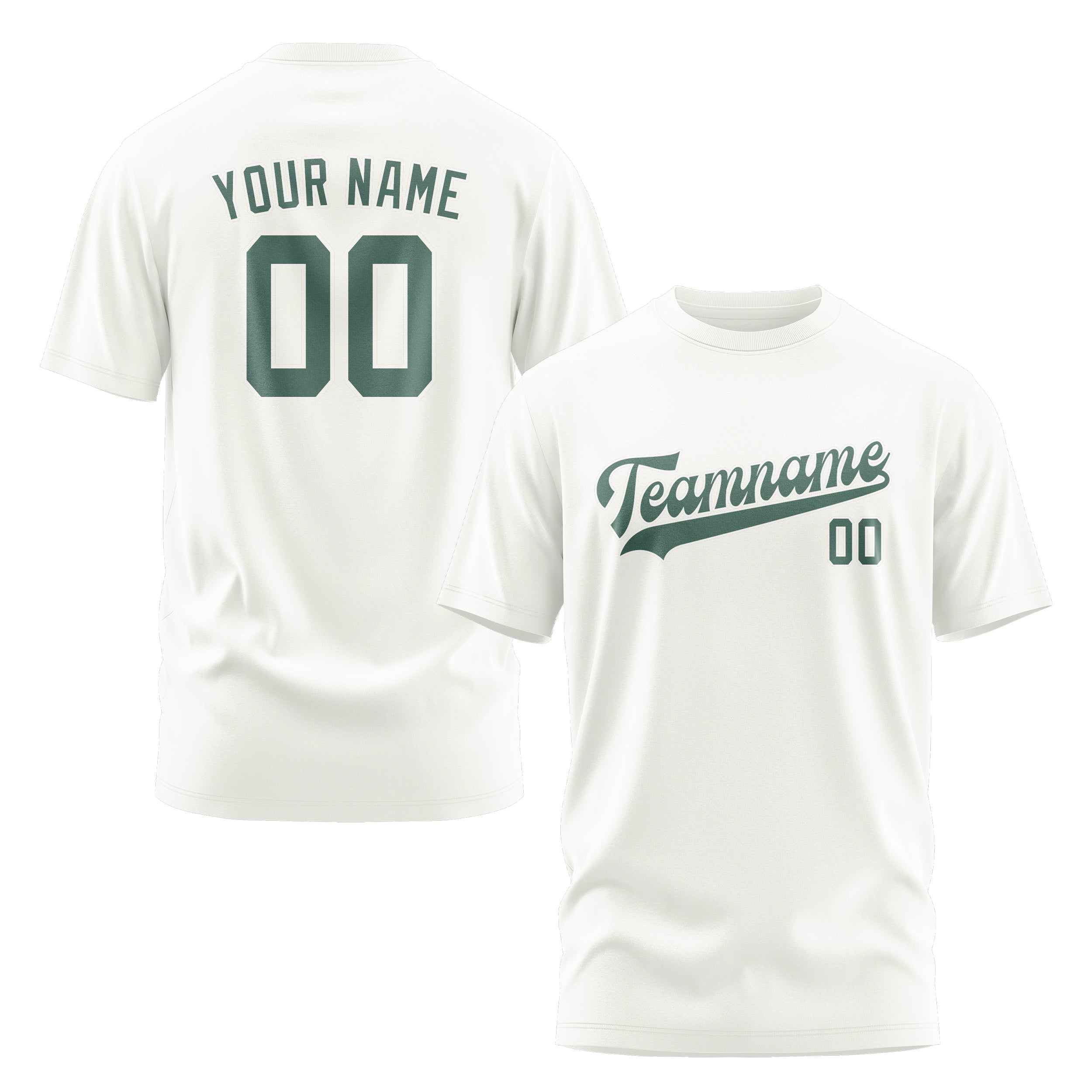 Maßgeschneidertes Weiß Blaugrün T-Shirt