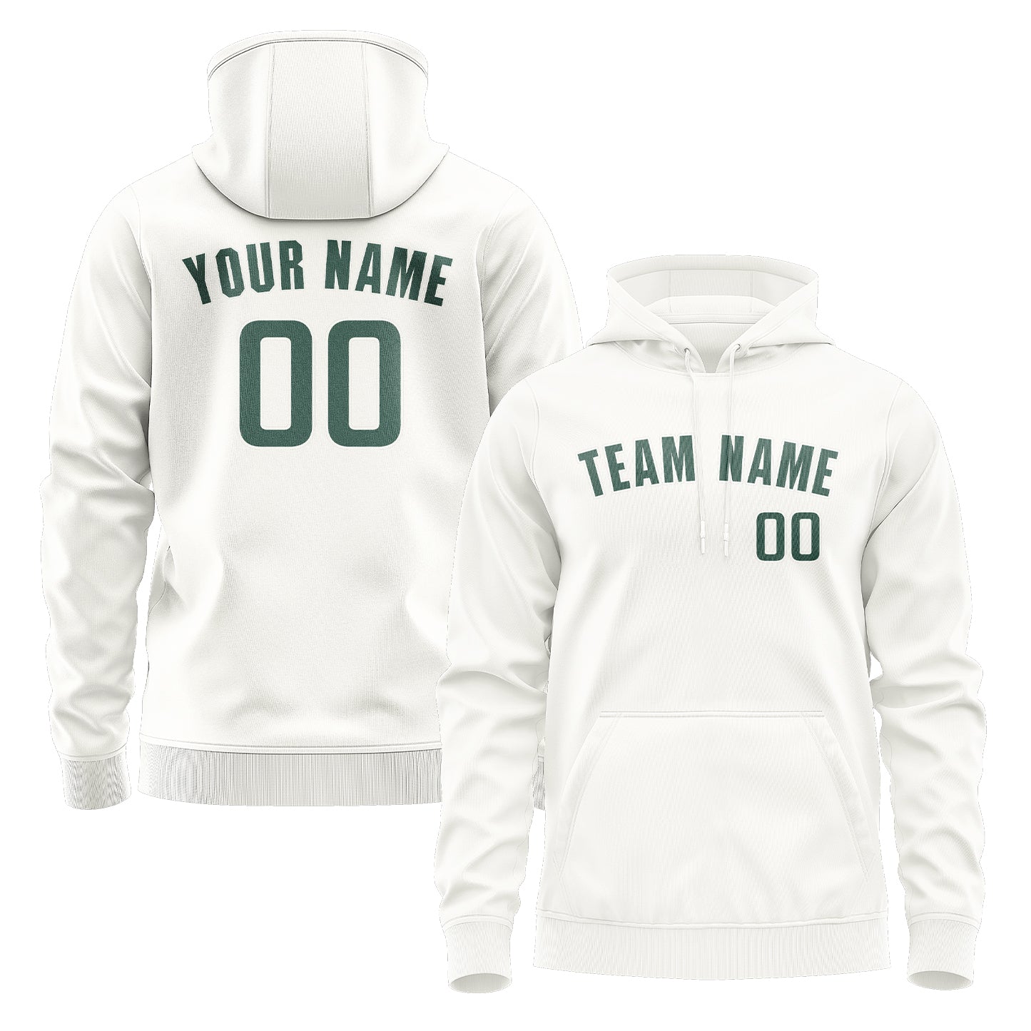 Maßgeschneidertes Weiß Blaugrün Hoodie