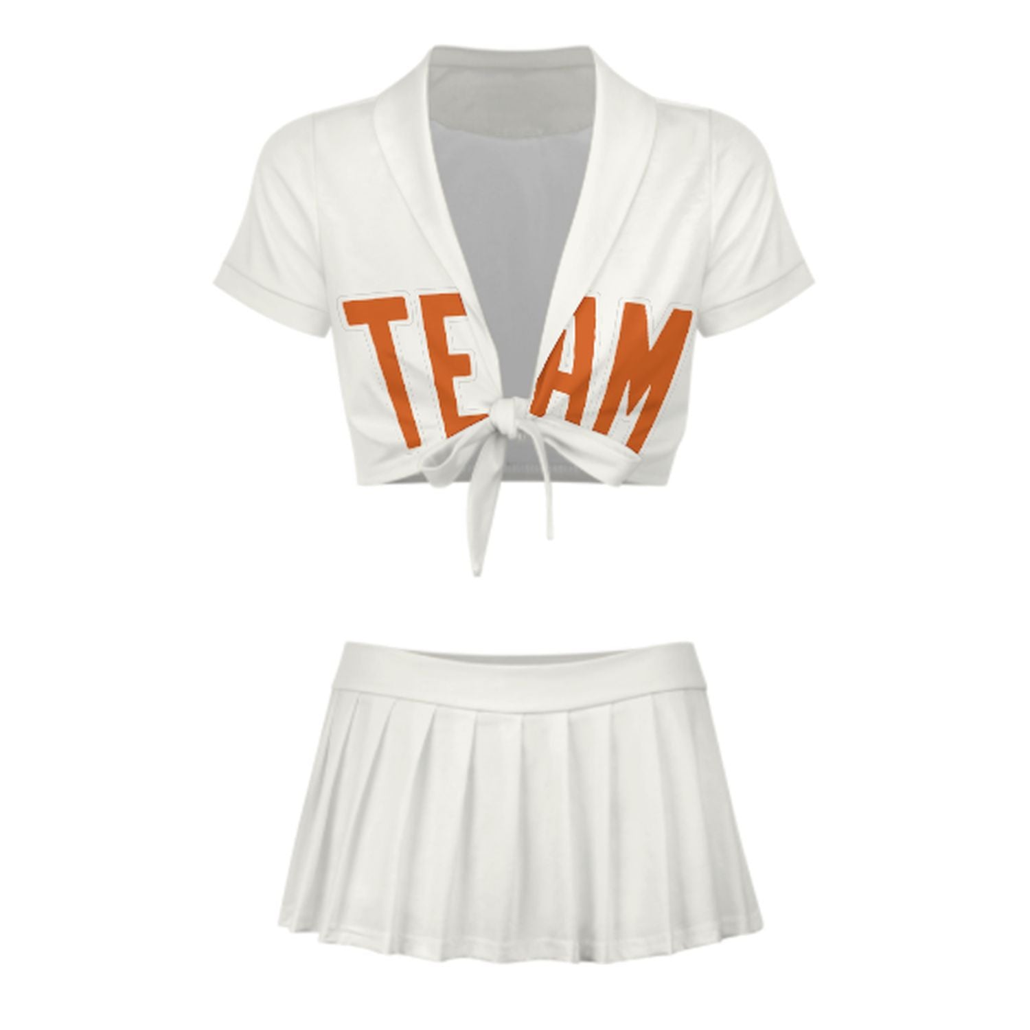 Maßgeschneidertes Weiß Orange Cheerleader Outfit Set
