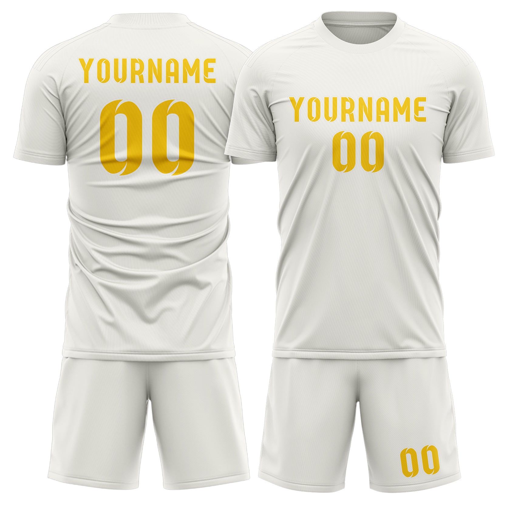 Maßgeschneidertes Professionelles Weiß Gold Fußballtrikot-Set