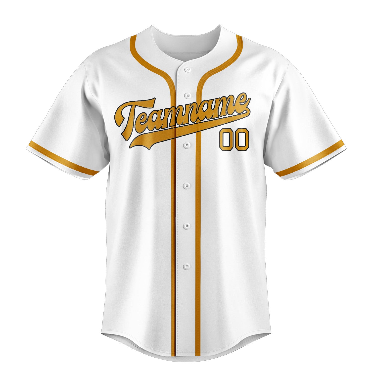 Maglia da baseball professionale bianca e gialla personalizzata