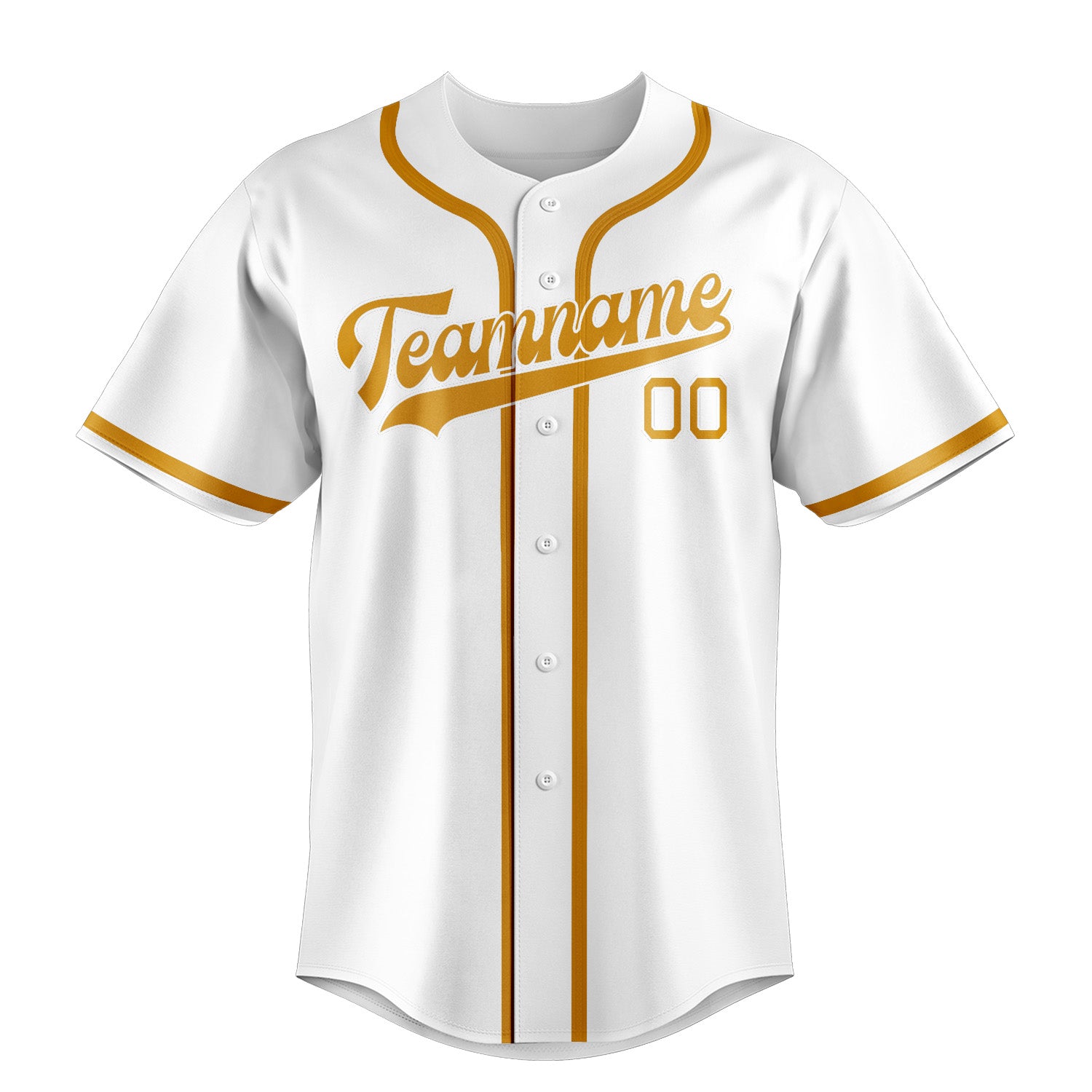 Maglia da baseball professionale bianca e gialla personalizzata