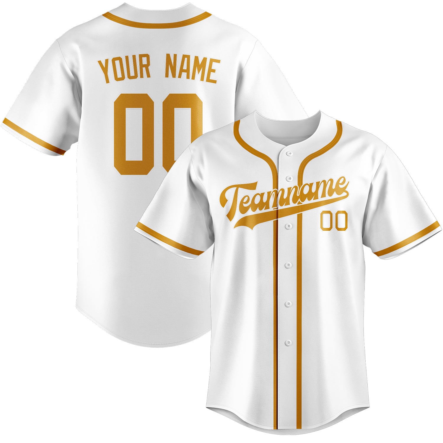 Maglia da baseball professionale bianca e gialla personalizzata